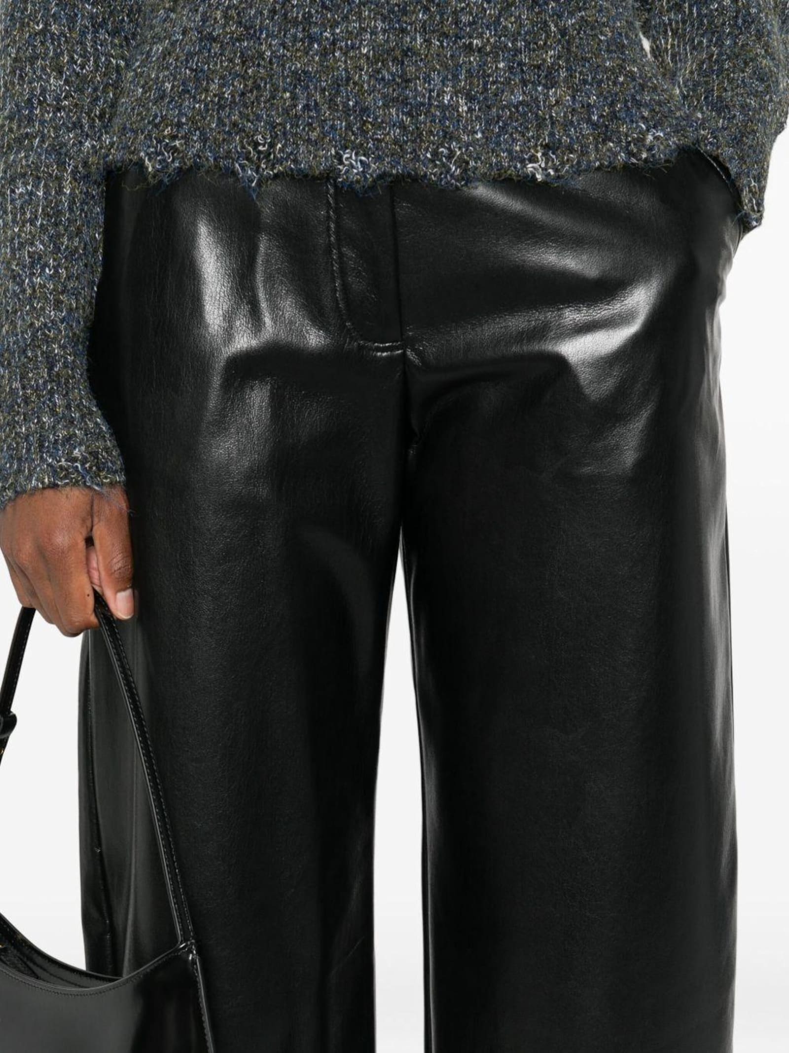 Pinko Leather-effect Trousers In Black