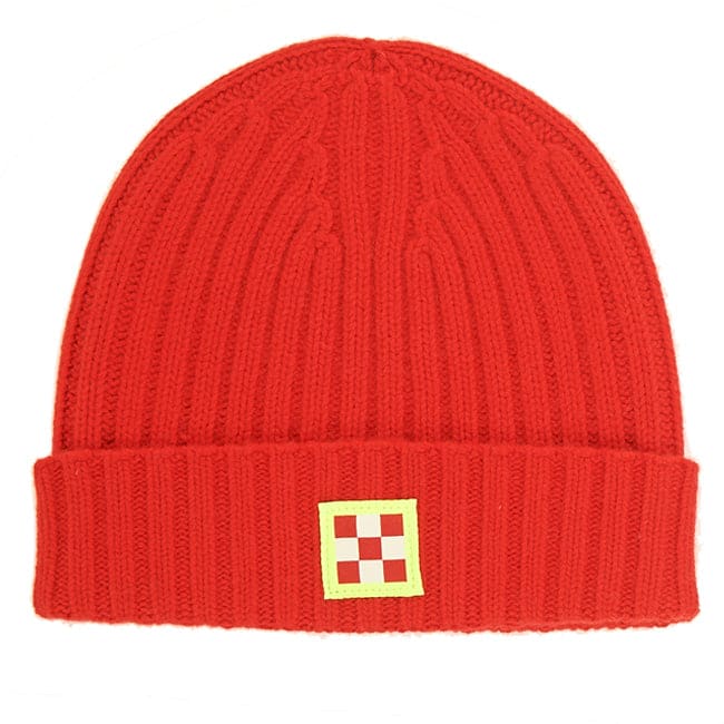 Cashmere Blend Red Hat With Check Patch