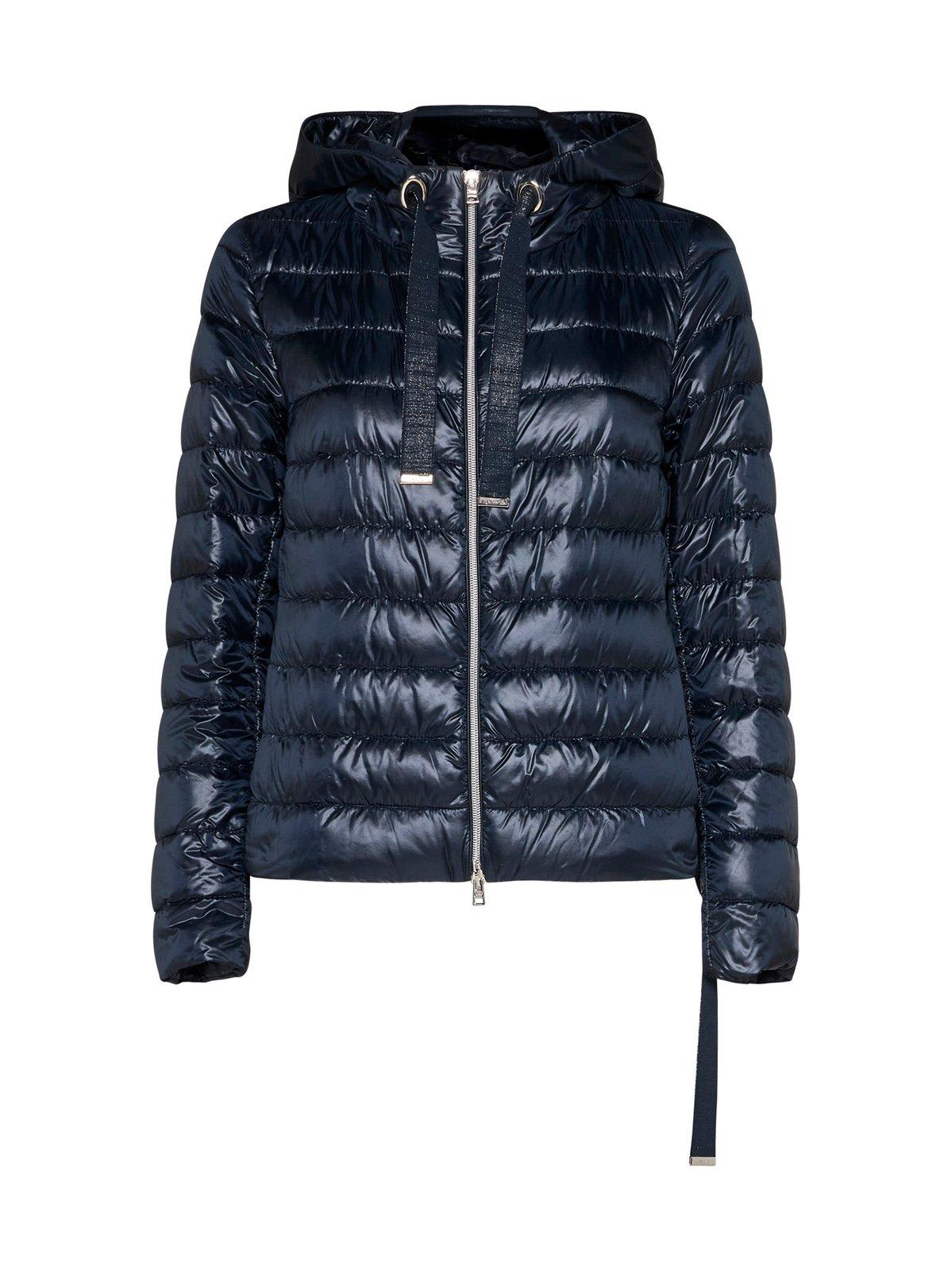 Shop Herno Quilted Hooded Coat In Blue