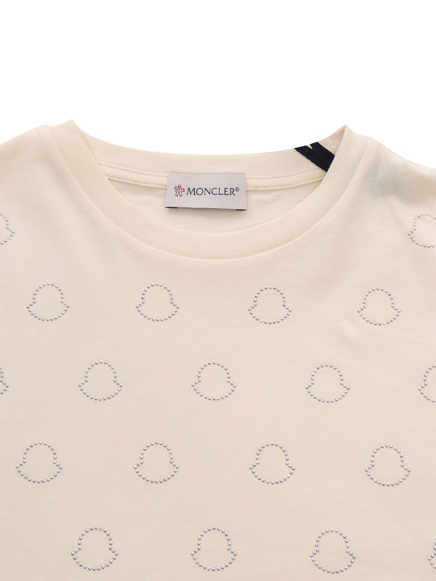 Moncler T-shirt With Logo In Cream