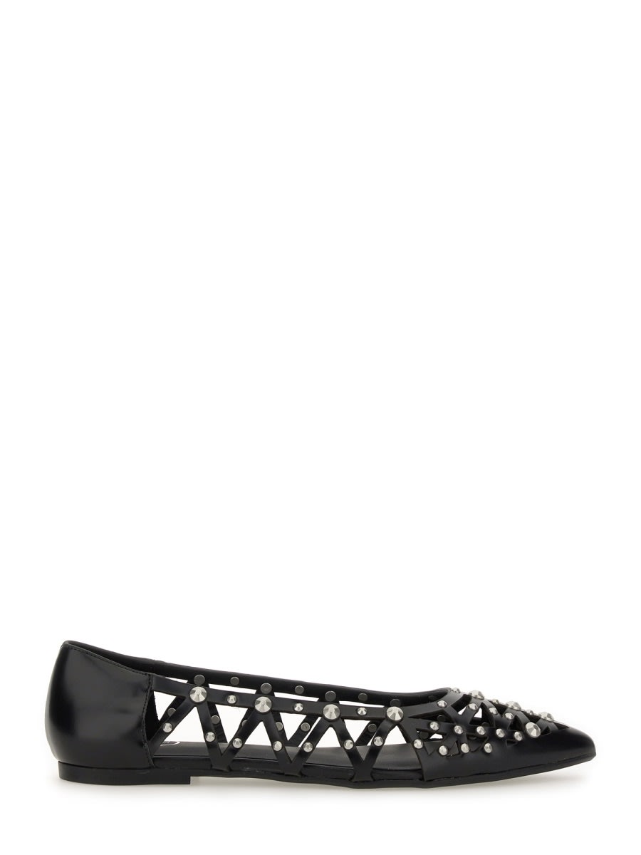 Ash Bazaar Bis Ballet Flats In Black Leather In Black