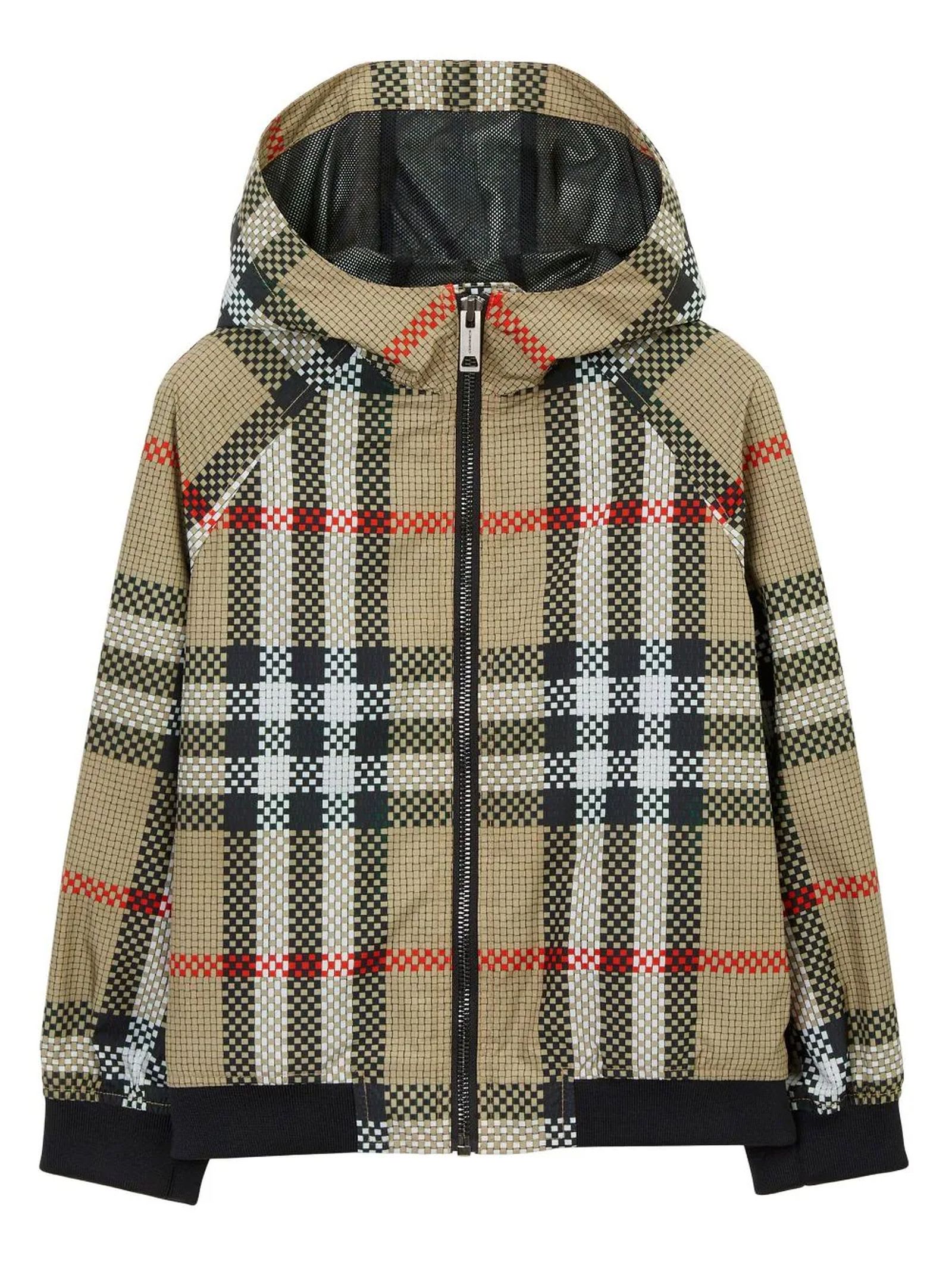 BURBERRY BEIGE AND BLACK HOODED JACKET