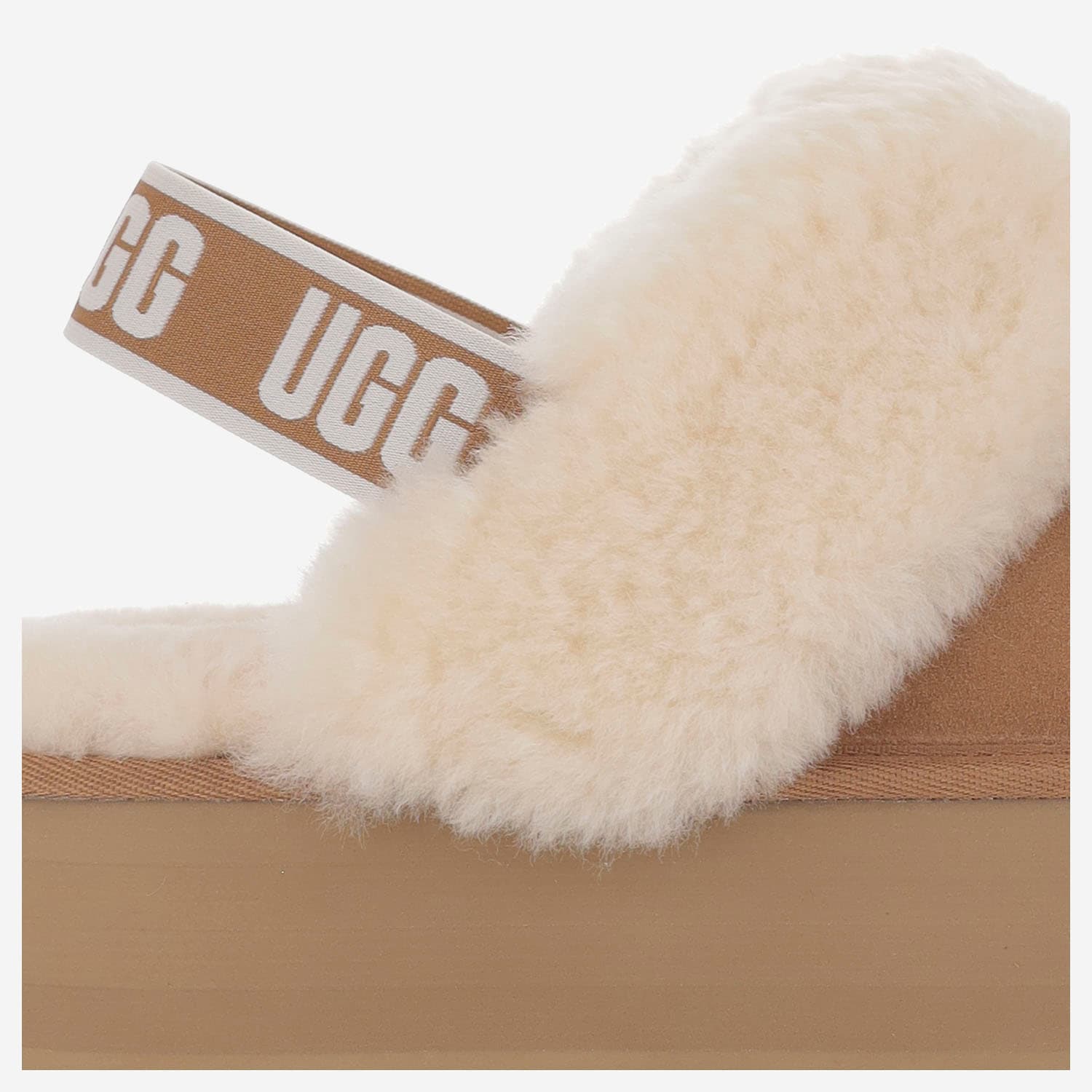 Ugg Platform Mules Made Of Camel-colored Leather With Faux Fur And Elastic Back In Brown