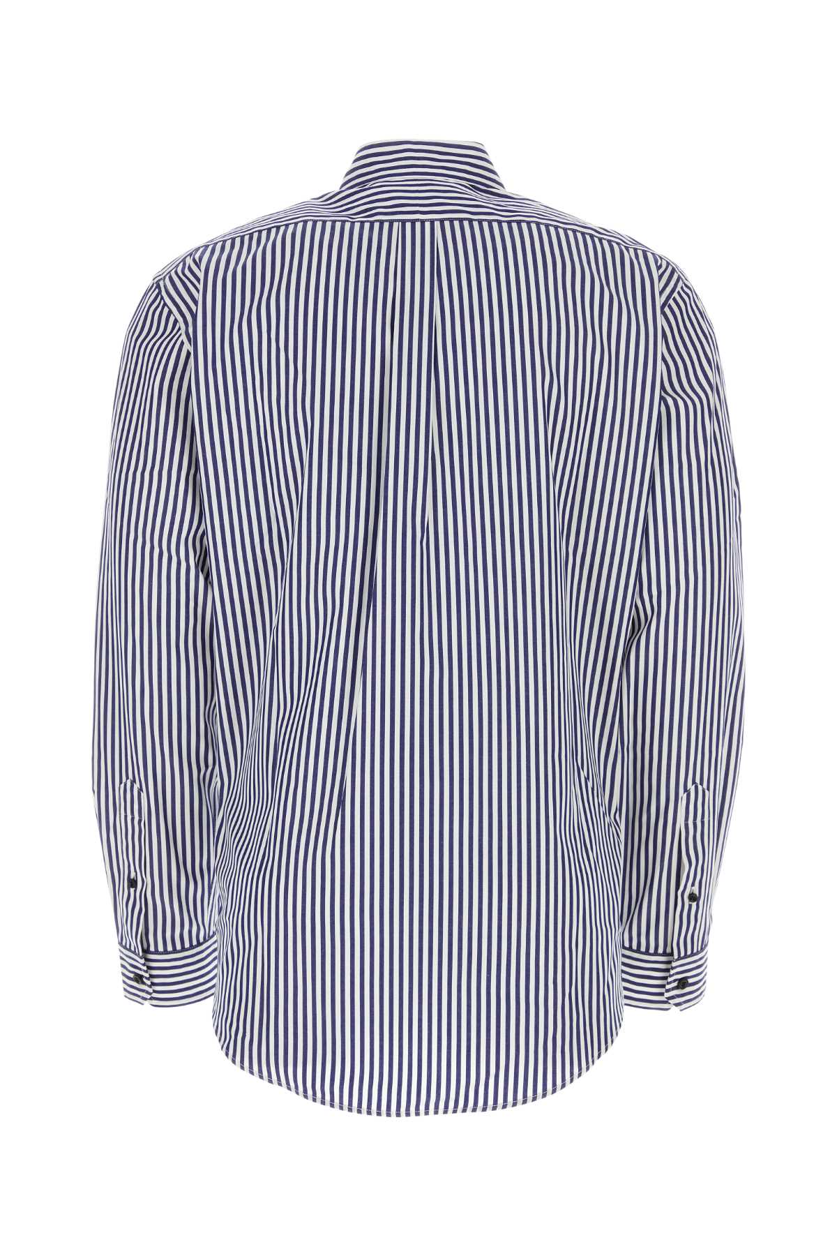 Y/project Embroidered Poplin Oversize Shirt In Navywhite
