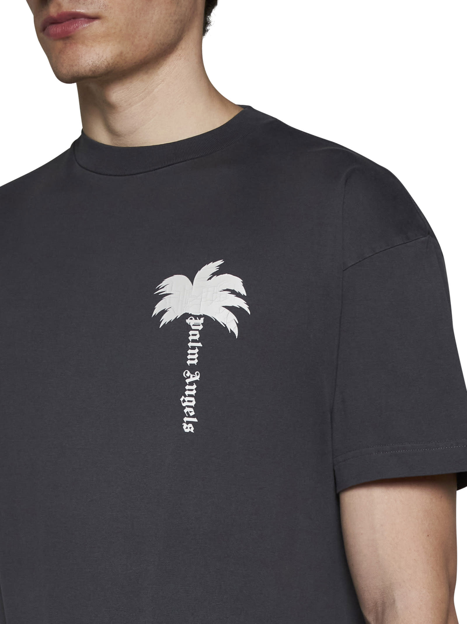 Shop Palm Angels T-shirt In Dark Grey Off White