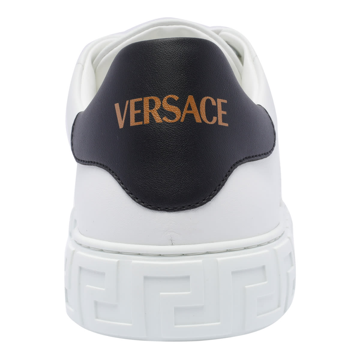 Shop Versace Studded Greca Sneakers In White