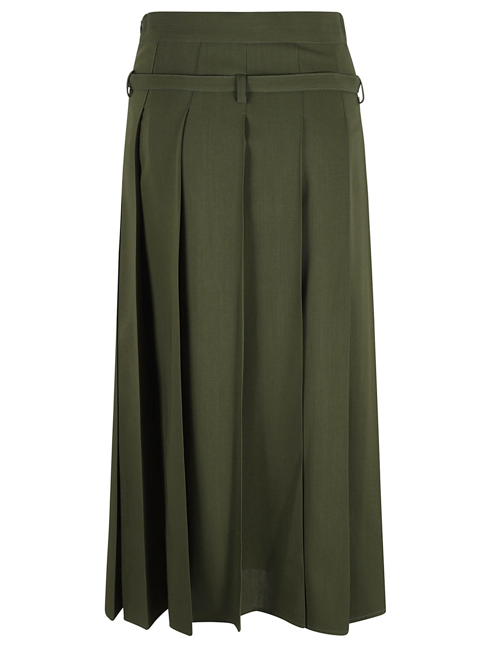 Shop Fabiana Filippi Belted Straight Skirt In Loden