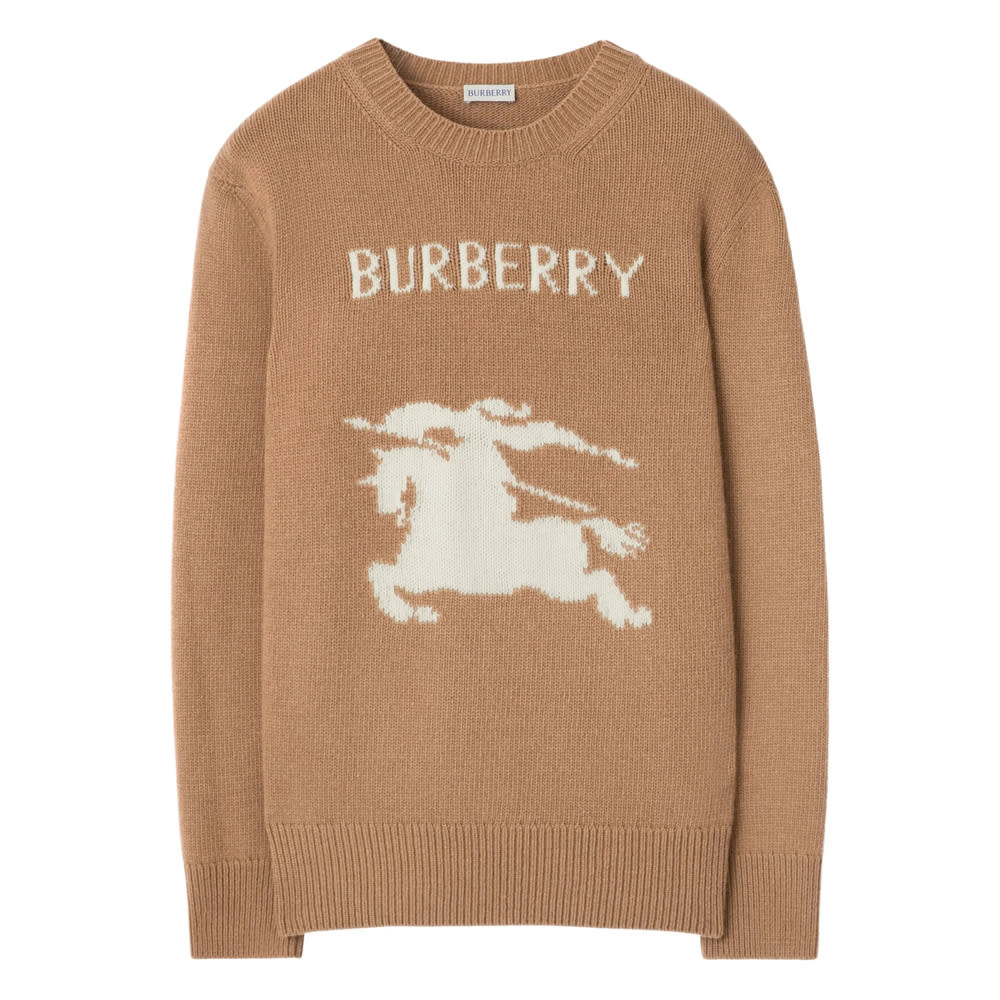Burberry Wool And Cashmere Pullover With Ekd In Brown