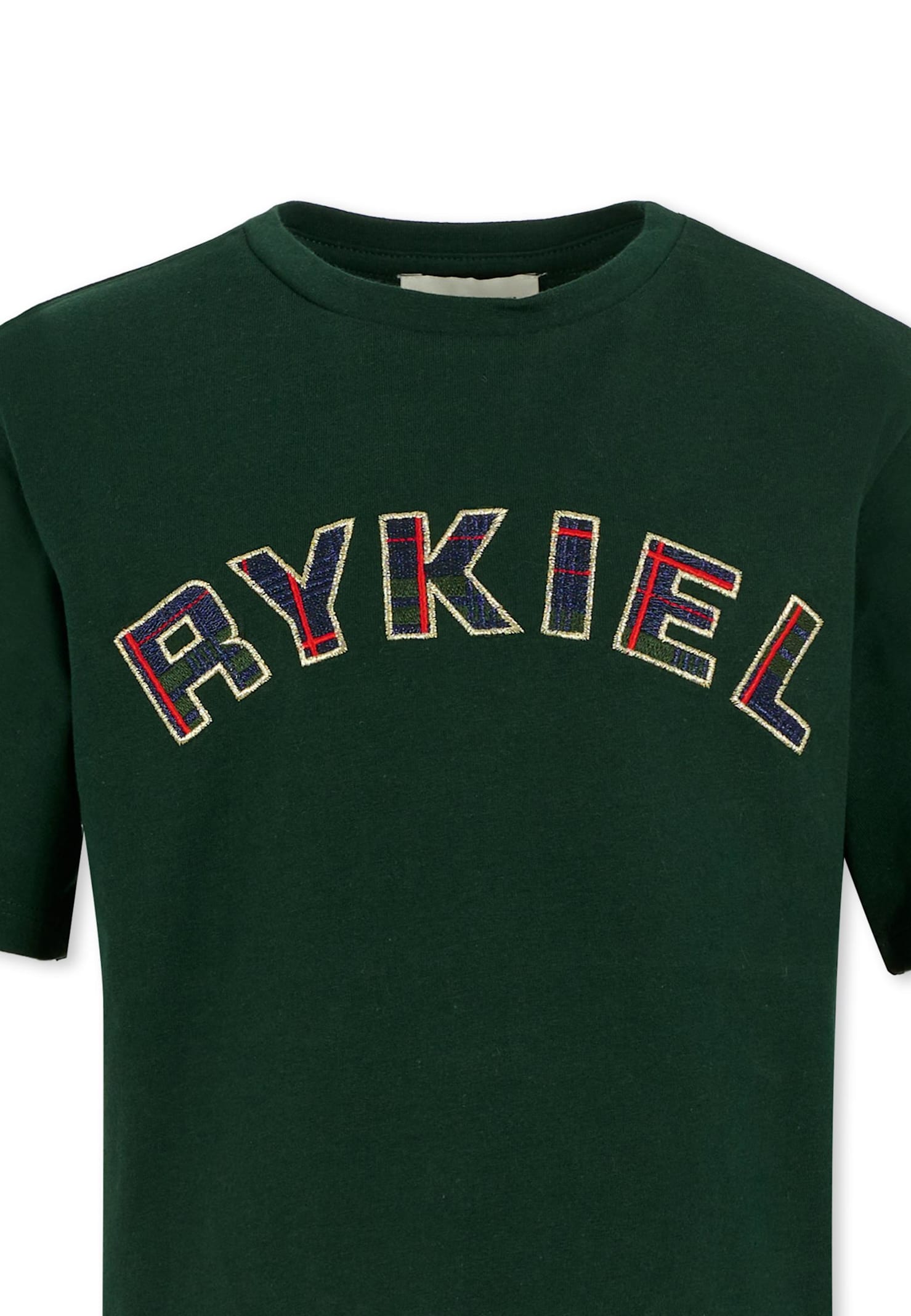 Rykiel Enfant Green T-shirt For Girl With Logo In Green