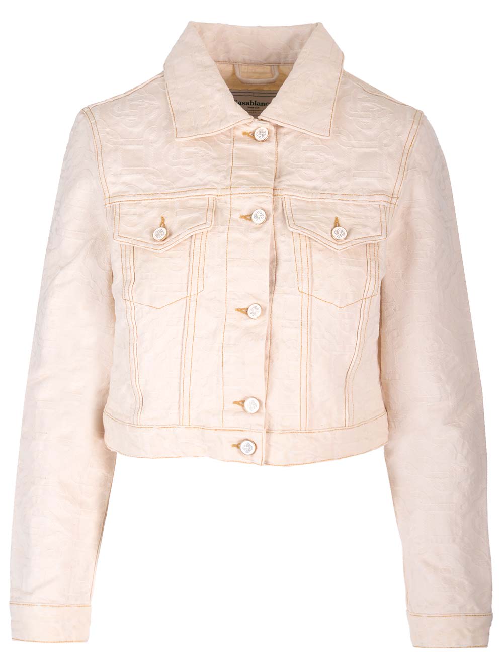 Casablanca Women's Monogram Denim Crop Jacket - Off White - Size 6