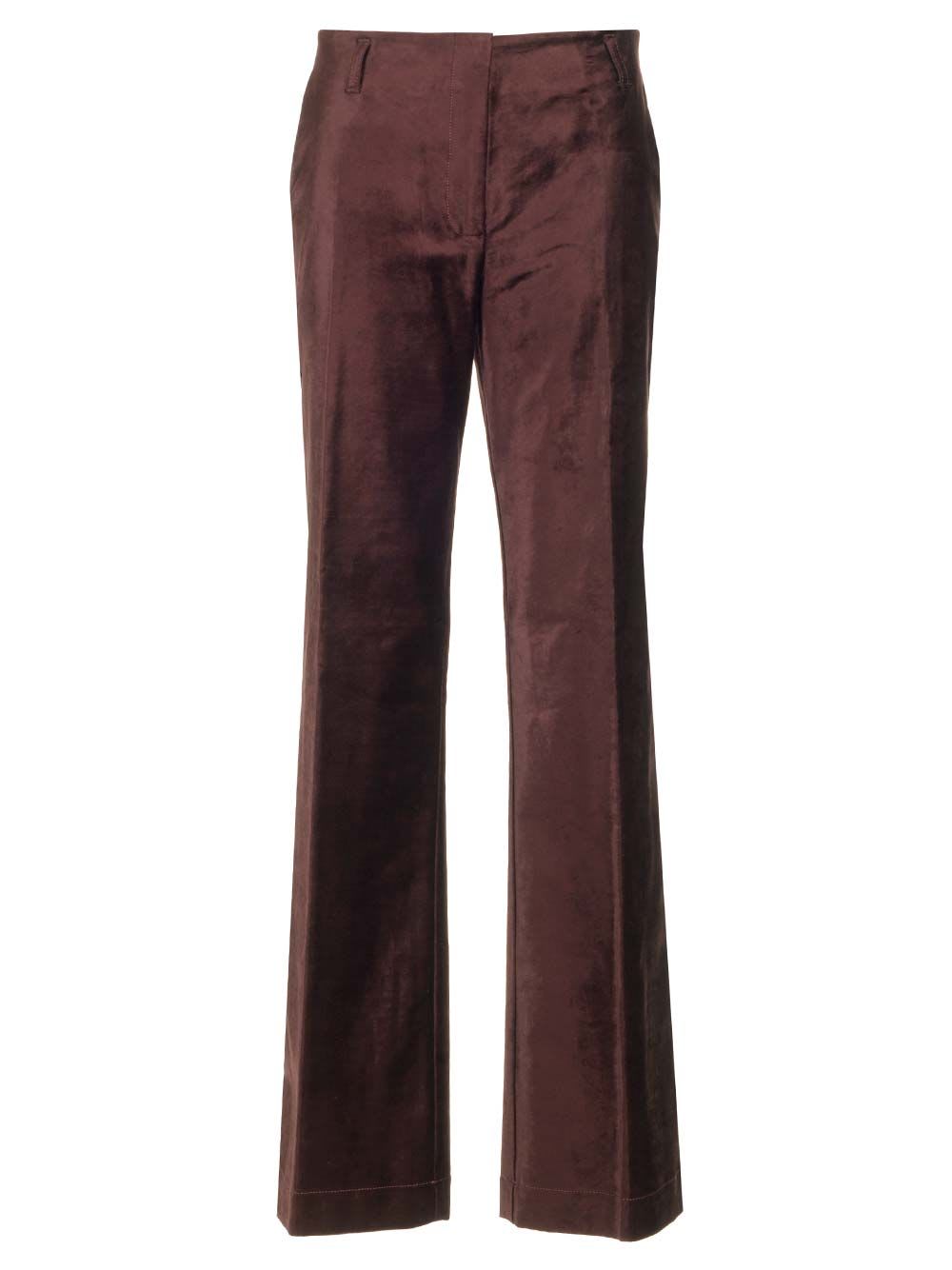 Forte_Forte Cotton Viscose Stretch Velvet Trumpet Shaped Pants