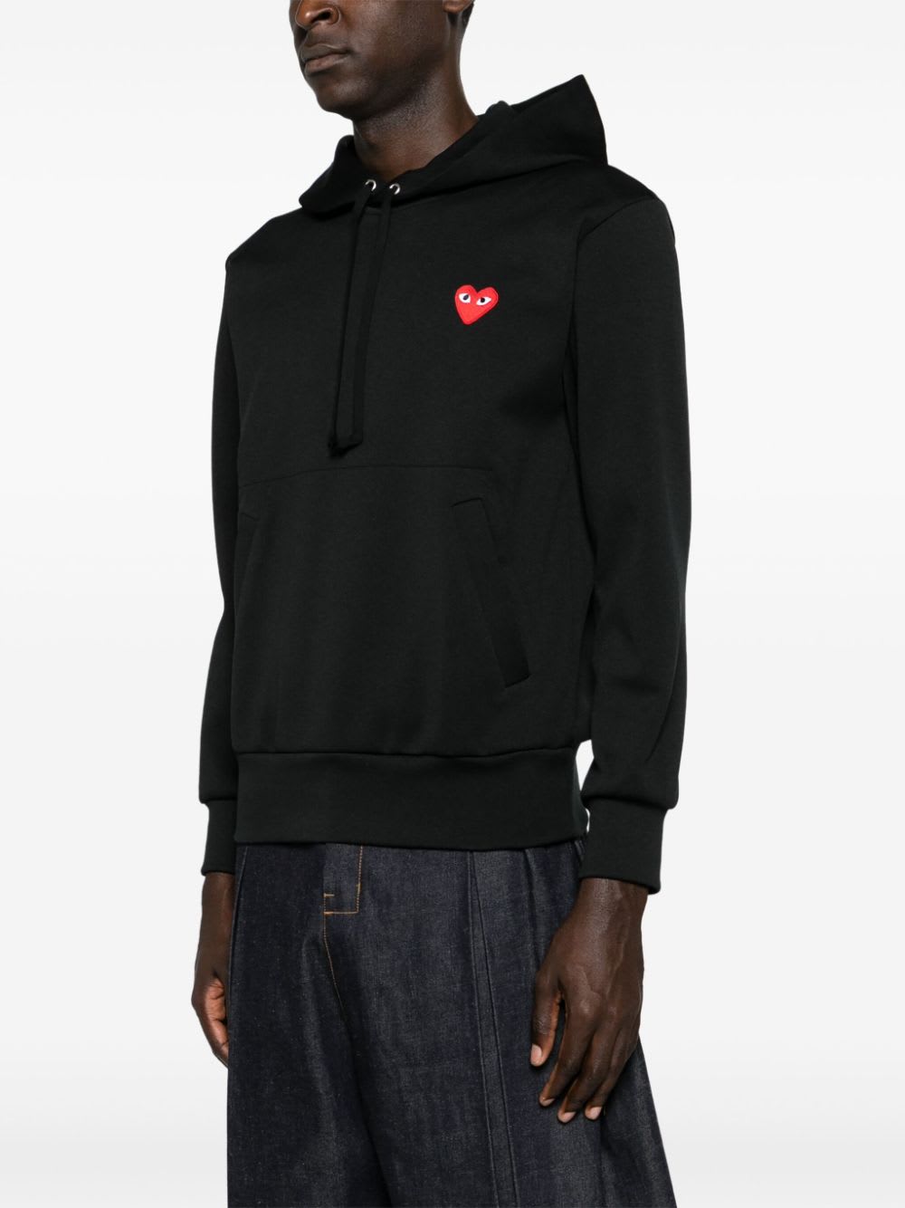 Comme Des Garçons Logo Cotton Hoodie With Drawstring Hood In Black