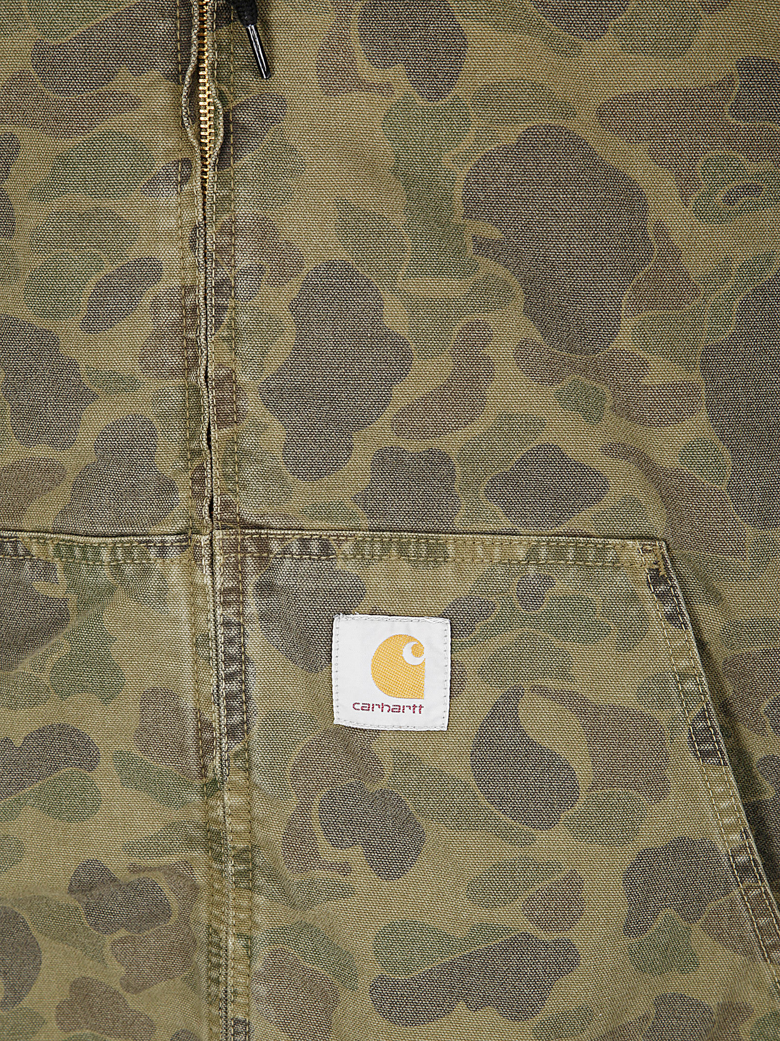 Shop Carhartt Duck Active Jacket Dearborn In Camo Duck Green/office Green