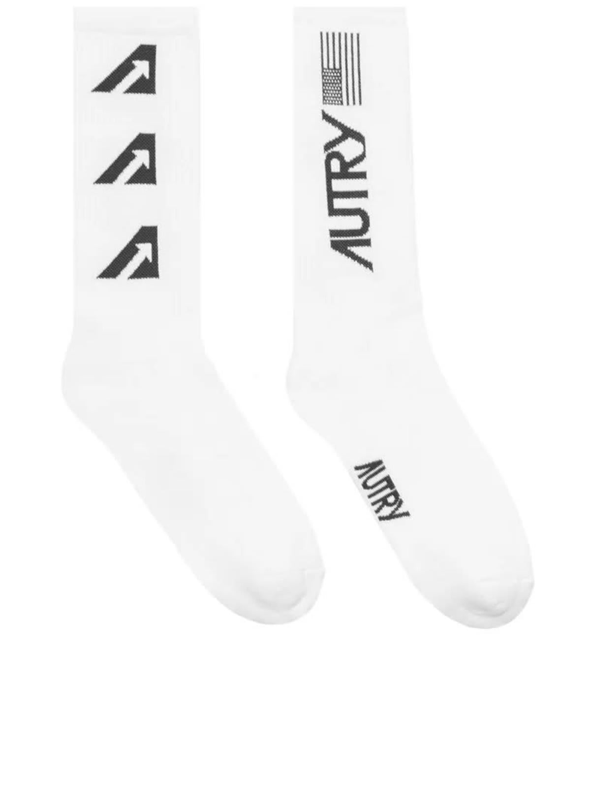 Shop Autry Logo Intarsia Socks In White