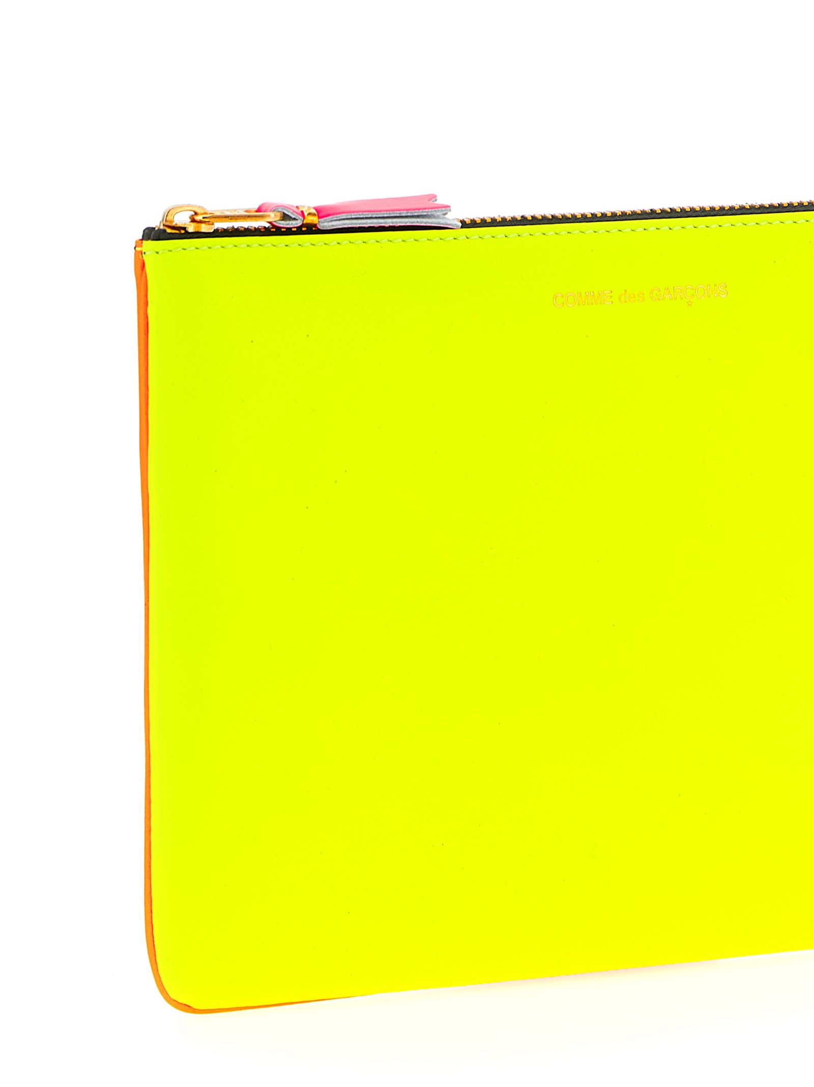 Comme Des Garçons Portafoglio In Pelle Di Capra Giallo Arancio Super Fluo Compatto In Green