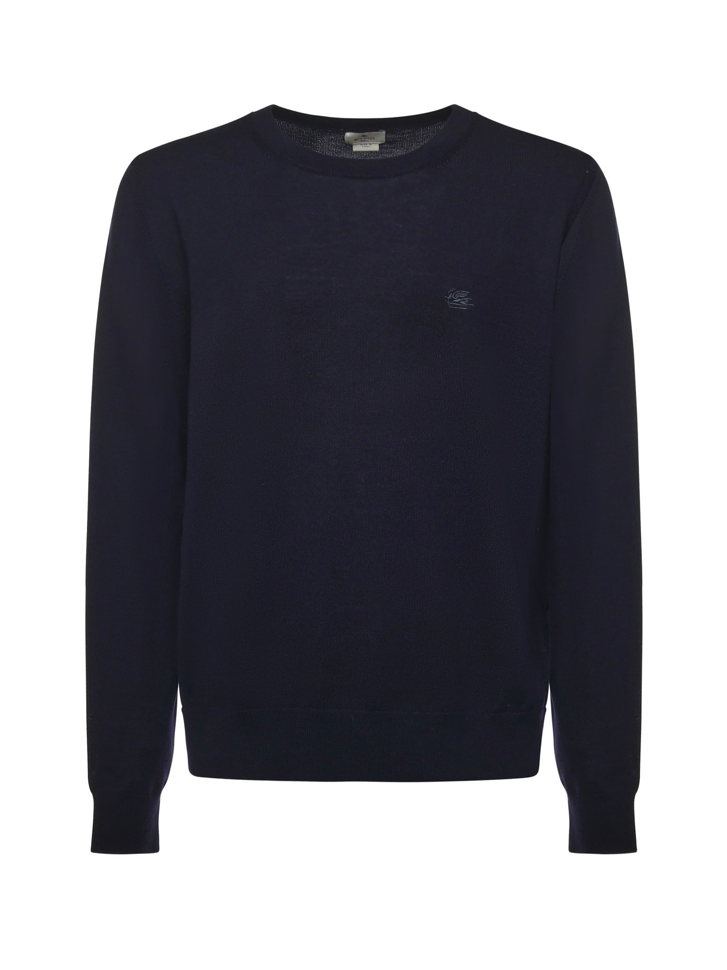 Etro Wool Sweater With Embroidered Monogram In Black