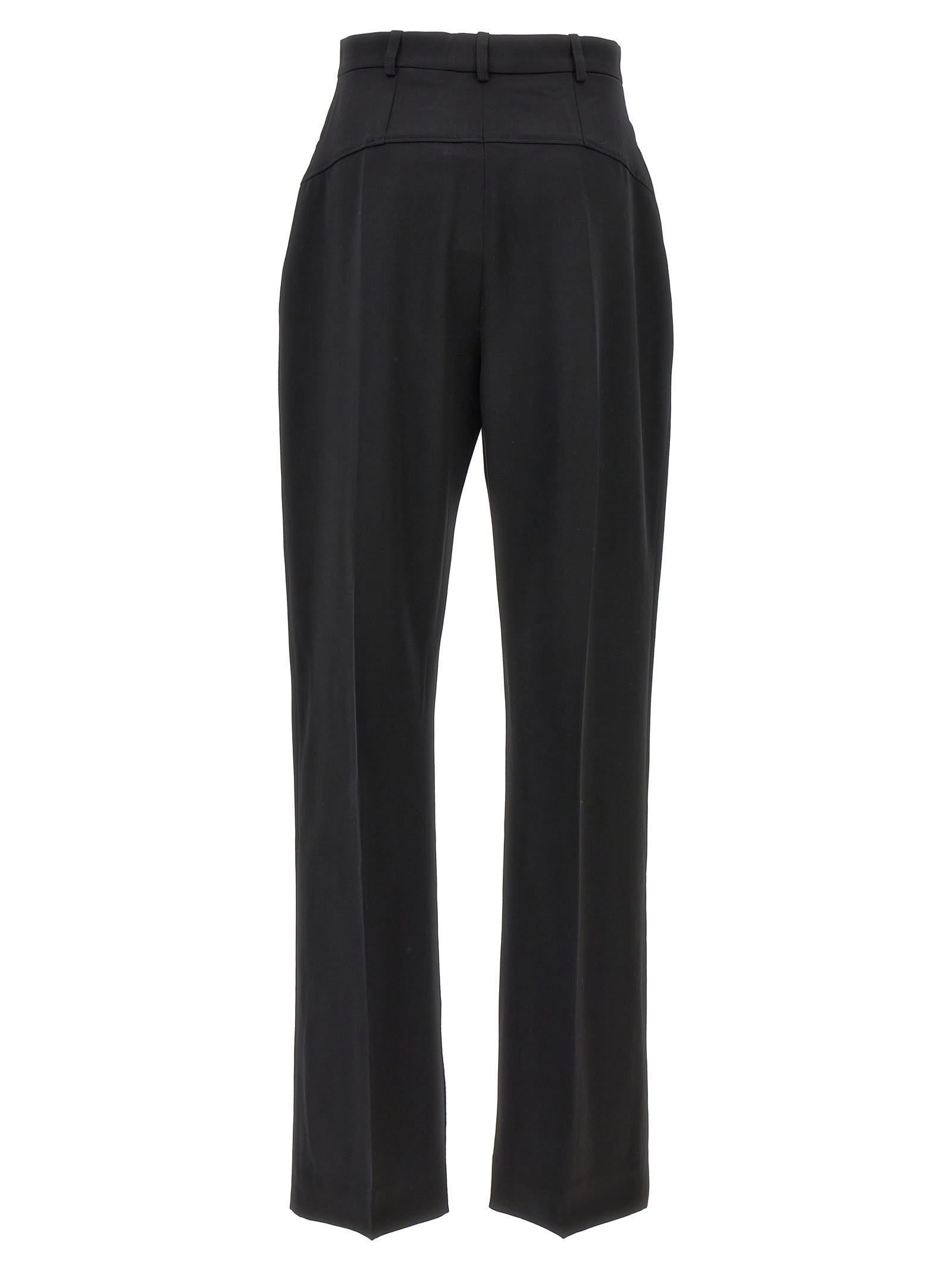 Jacquemus High-waisted Straight Leg Trousers With Buckle Detail And Silhouette In Black