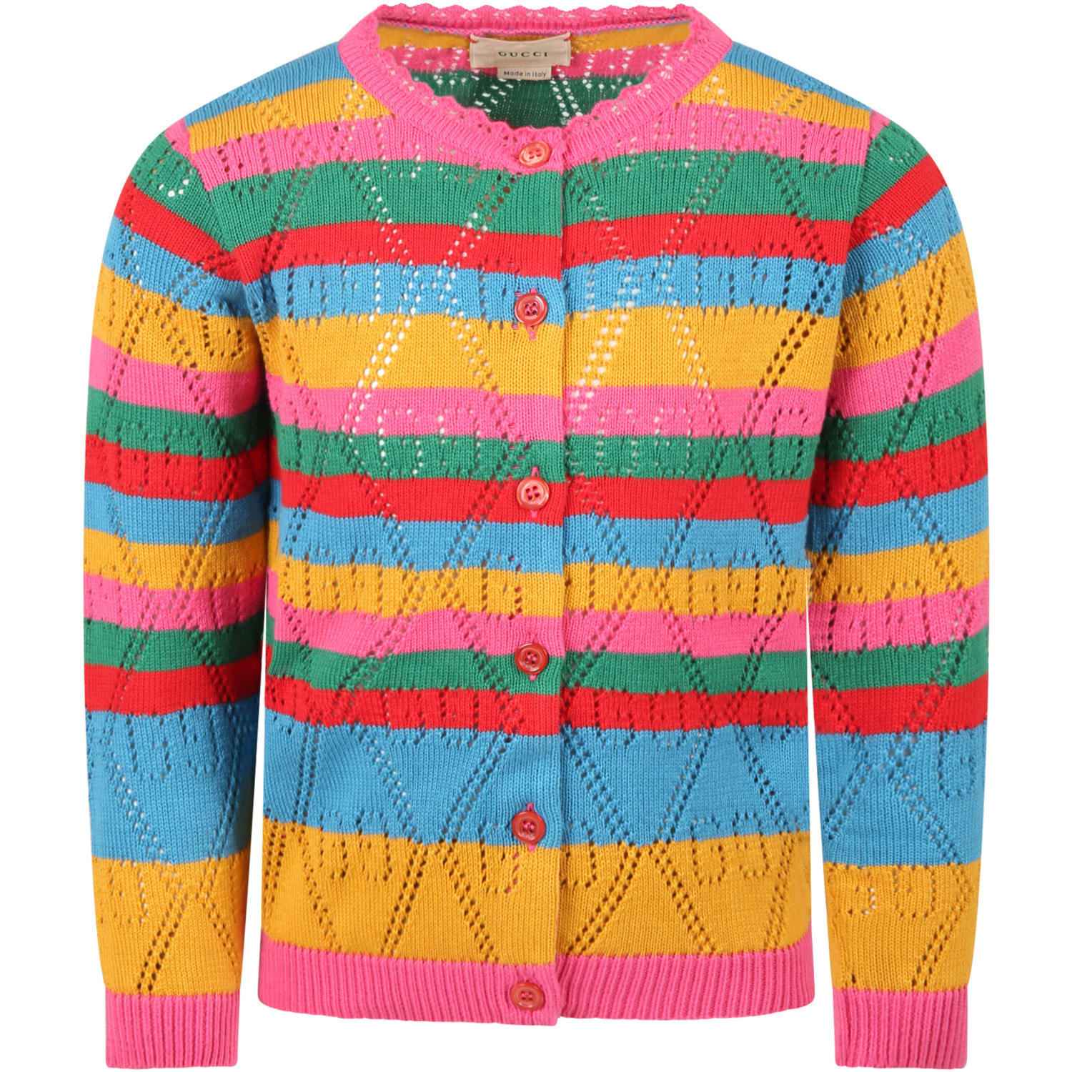 Gucci Multicolor Cardigan For Girl With Double Gg