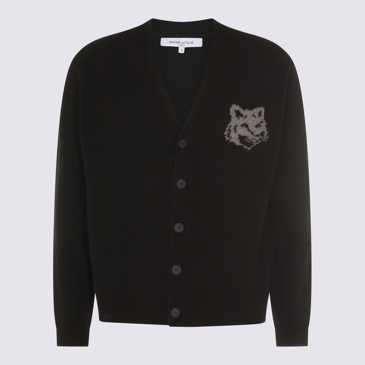 Maison Kitsuné Black Fox Head Cardigan With Buttons Closure In Black