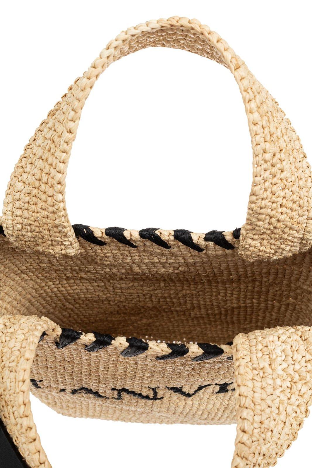 Shop Lanvin Nano Tote Bag In Natural Black