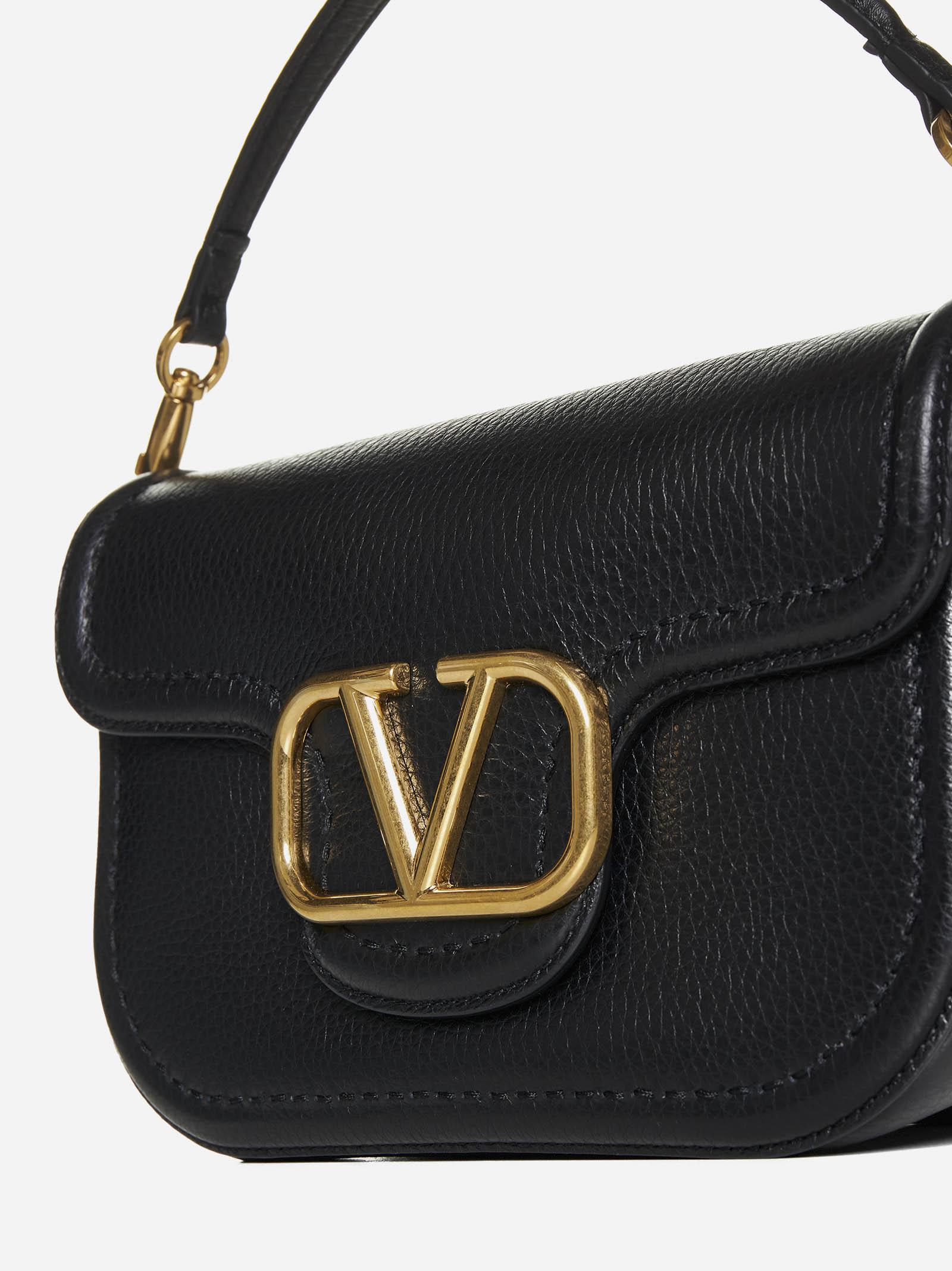 Shop Valentino Vlogo Signature Leather Bag In Black