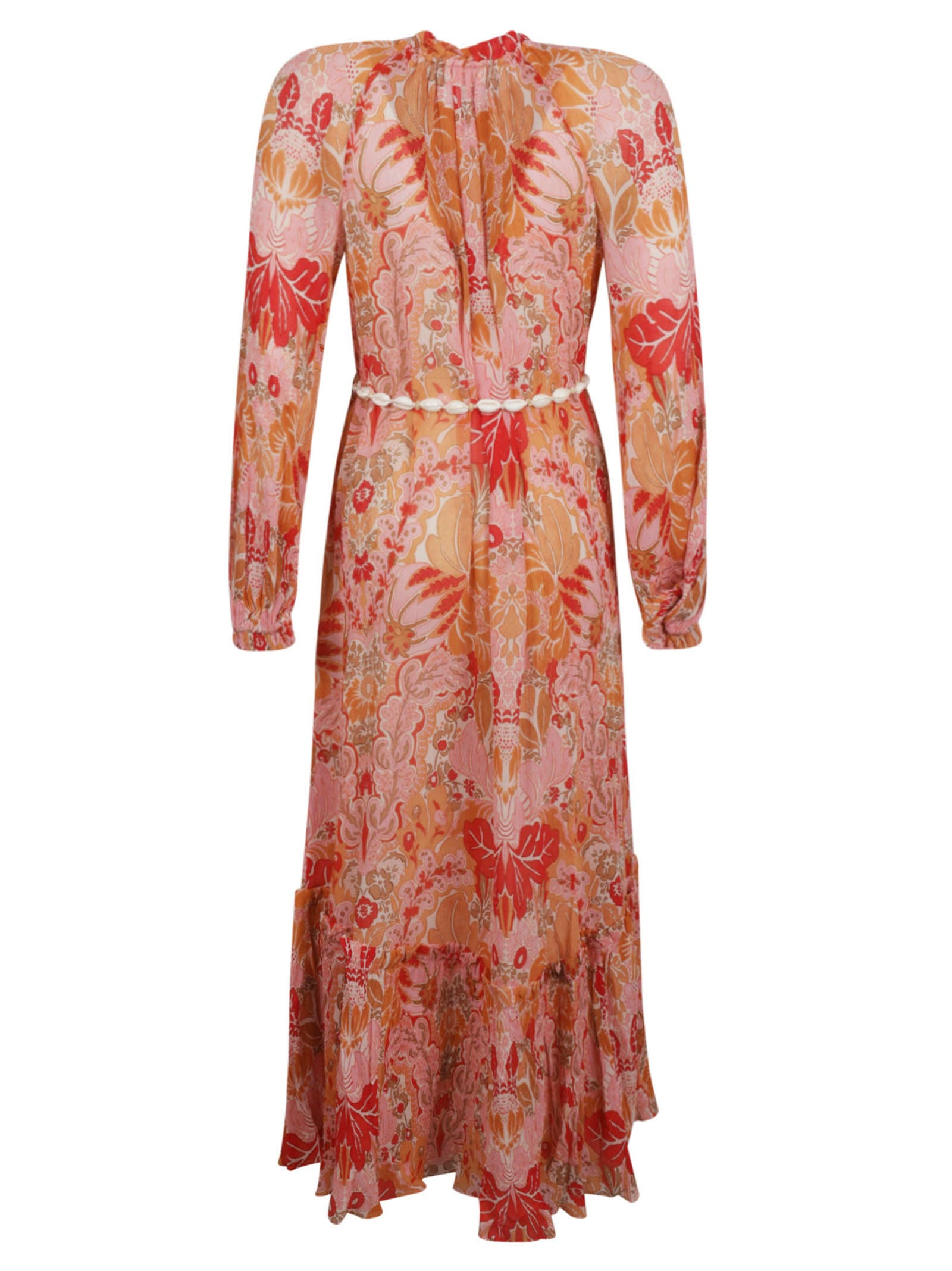 Shop Zimmermann Maxi Belted Dress In Coral Floral