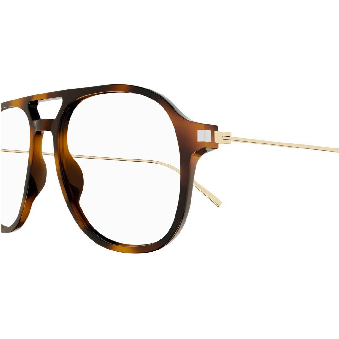 Saint Laurent Pilot Frame Glasses In 002 Havana Gold Transpare