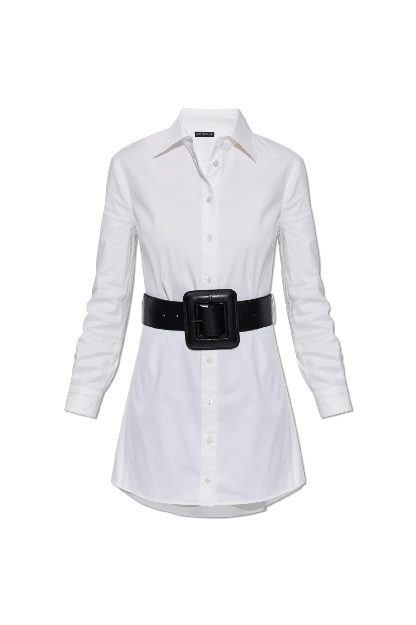 Balenciaga Longline Dress Belted At The Waist