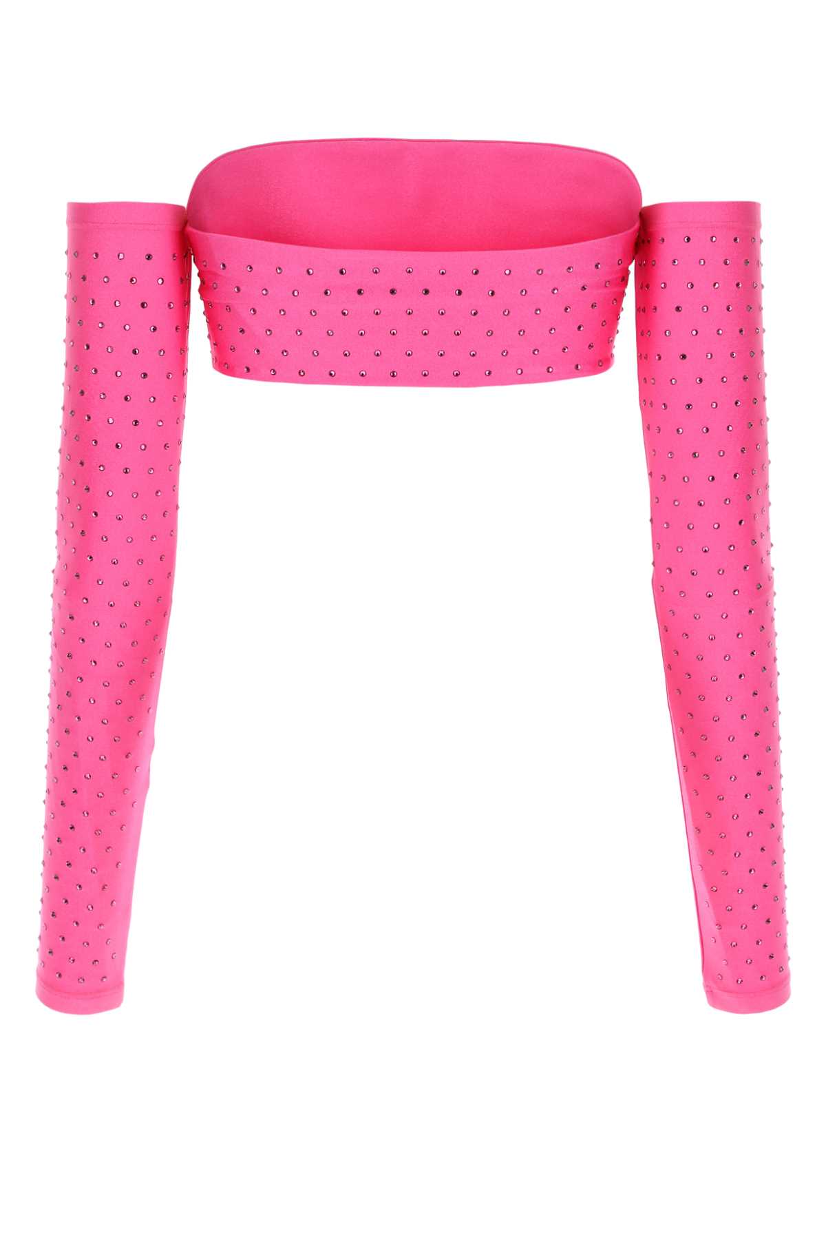 Shop The Andamane Embellished Stretch Nylon Top In Fuchsia