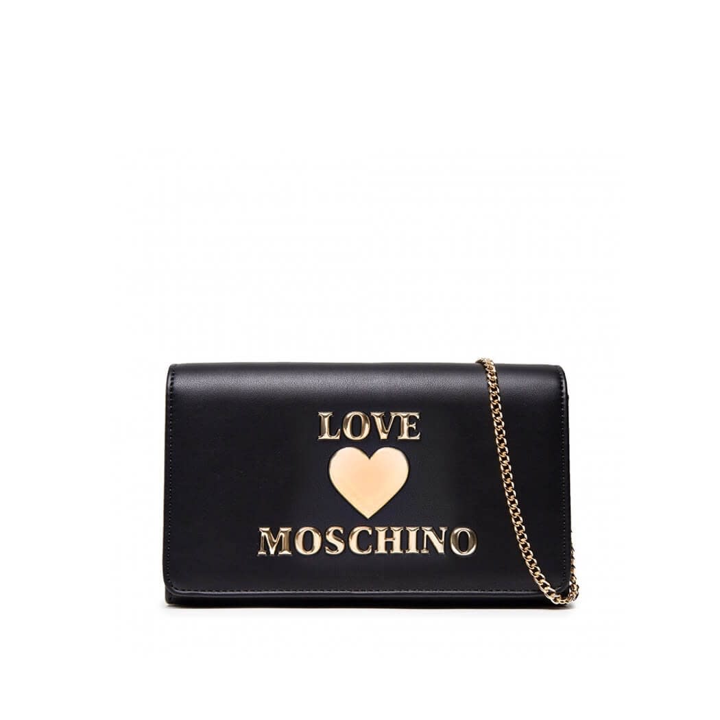 Love Moschino Black Clutch With Gold Logo