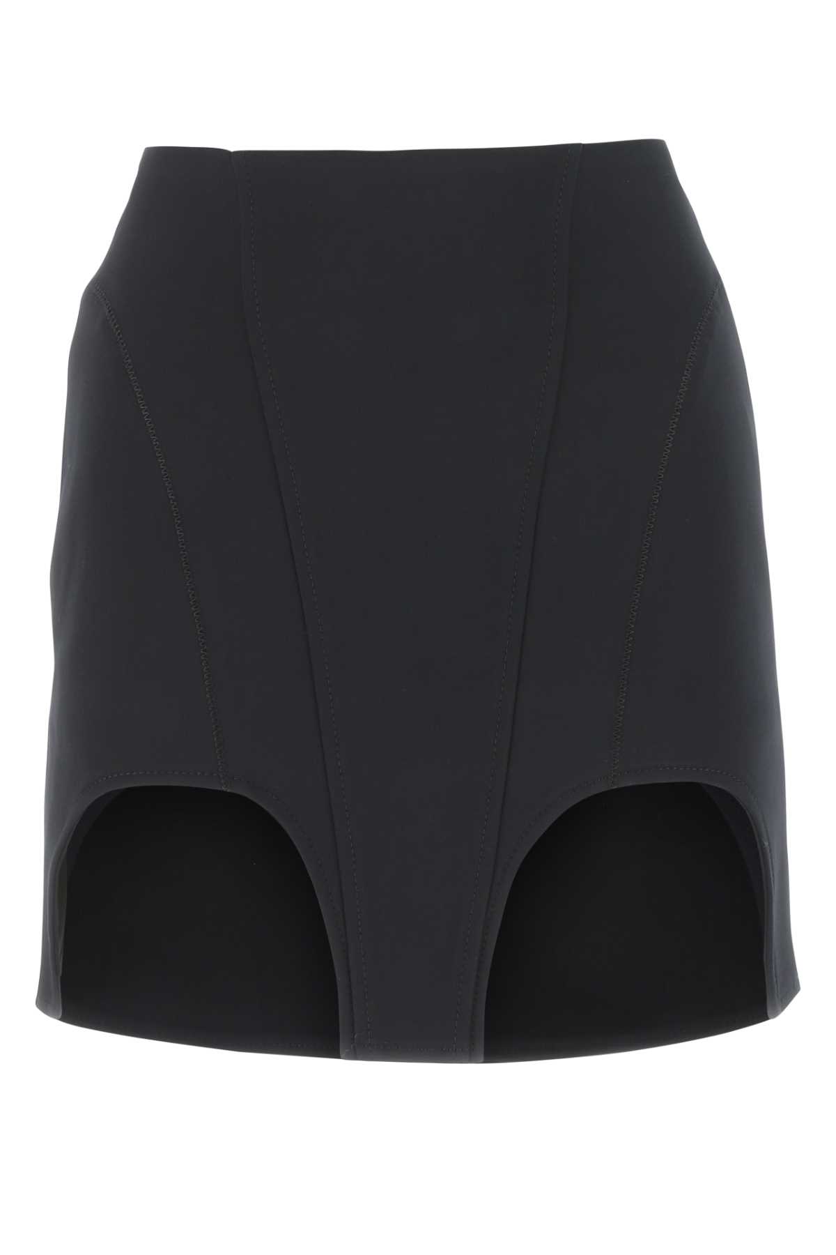 Black Stretch Cotton Blend Mini Skirt