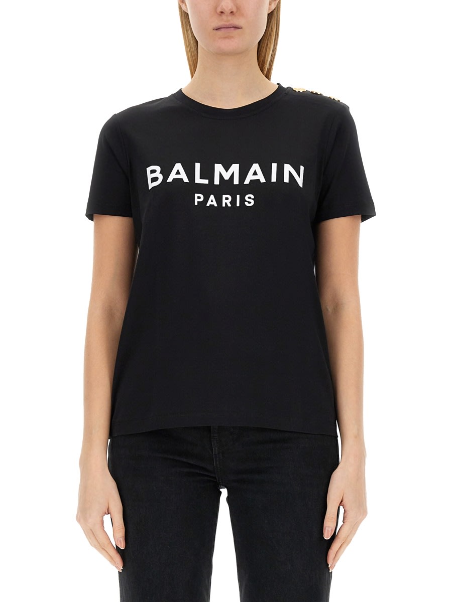 Balmain T-shirt Con Stampa Logo In Black