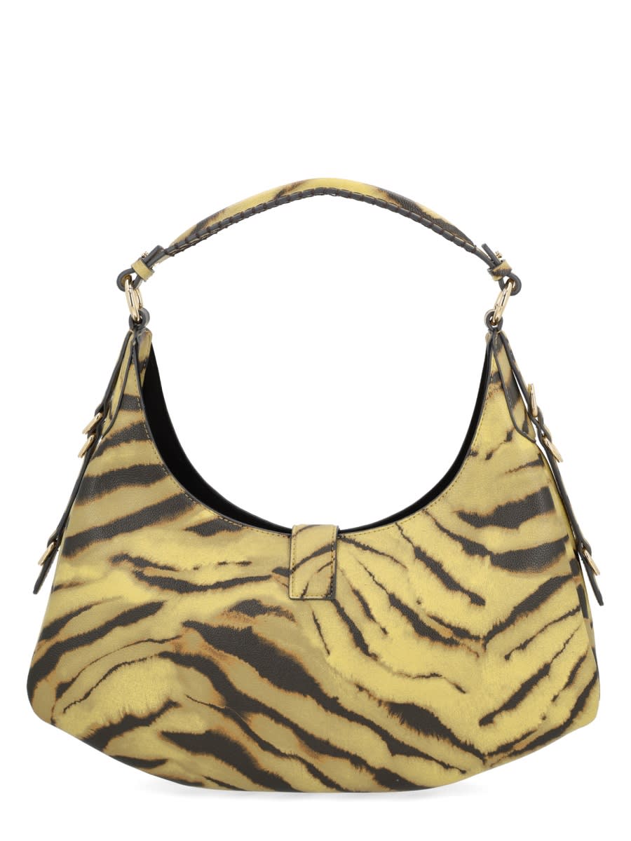 Ganni Small Kat Zebra Print Shoulder Bag In Yellow