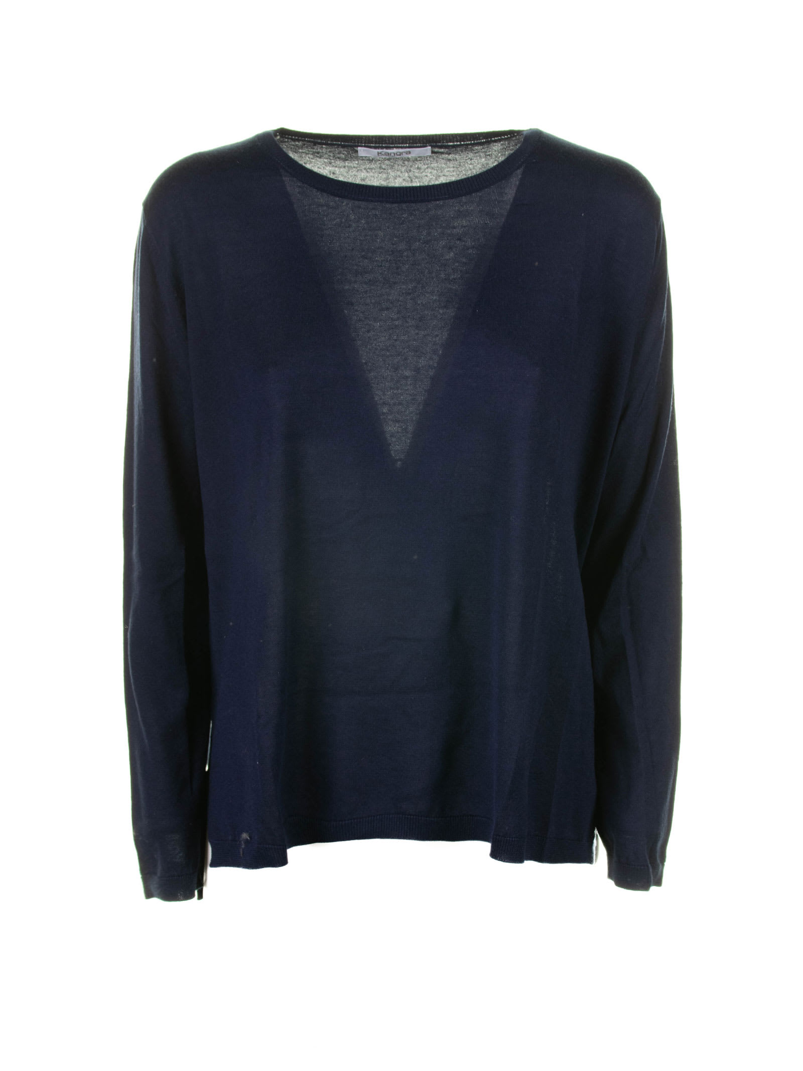 Blue Crew-neck Sweater In Silk And Cashmere