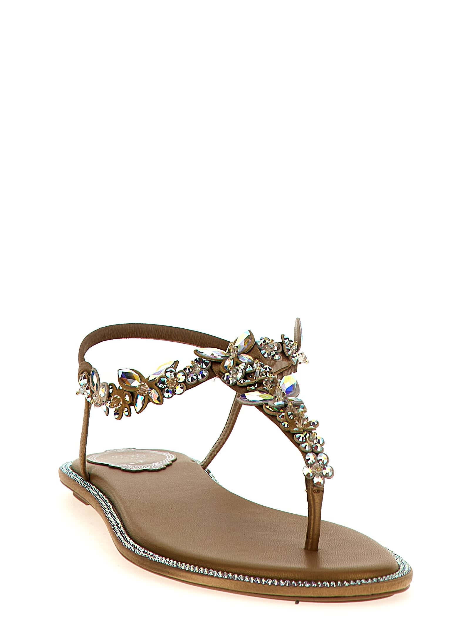 René Caovilla Beige Diana Sandals In Beige