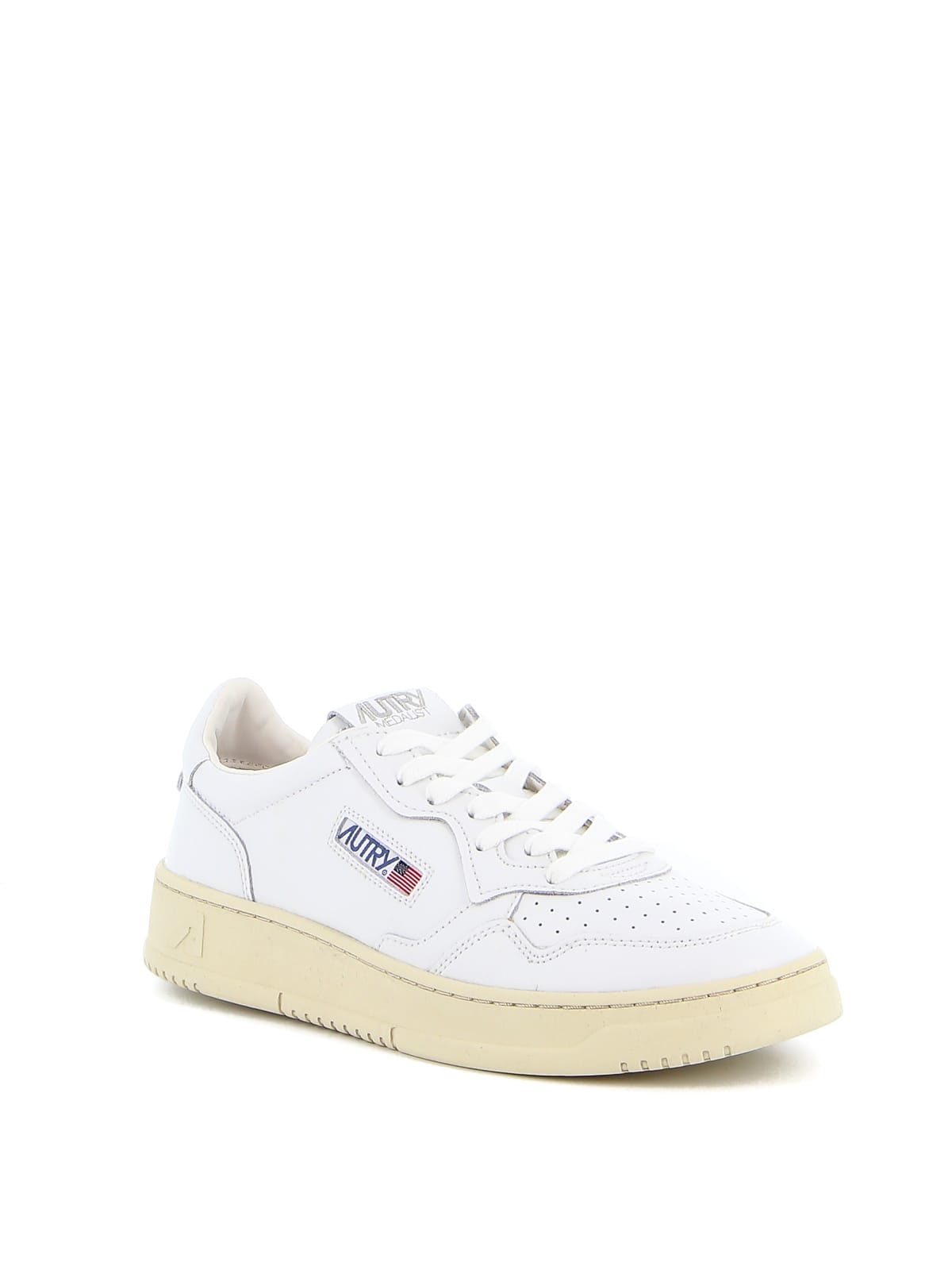 Shop Autry Medalist Low Man Leat Leat In White