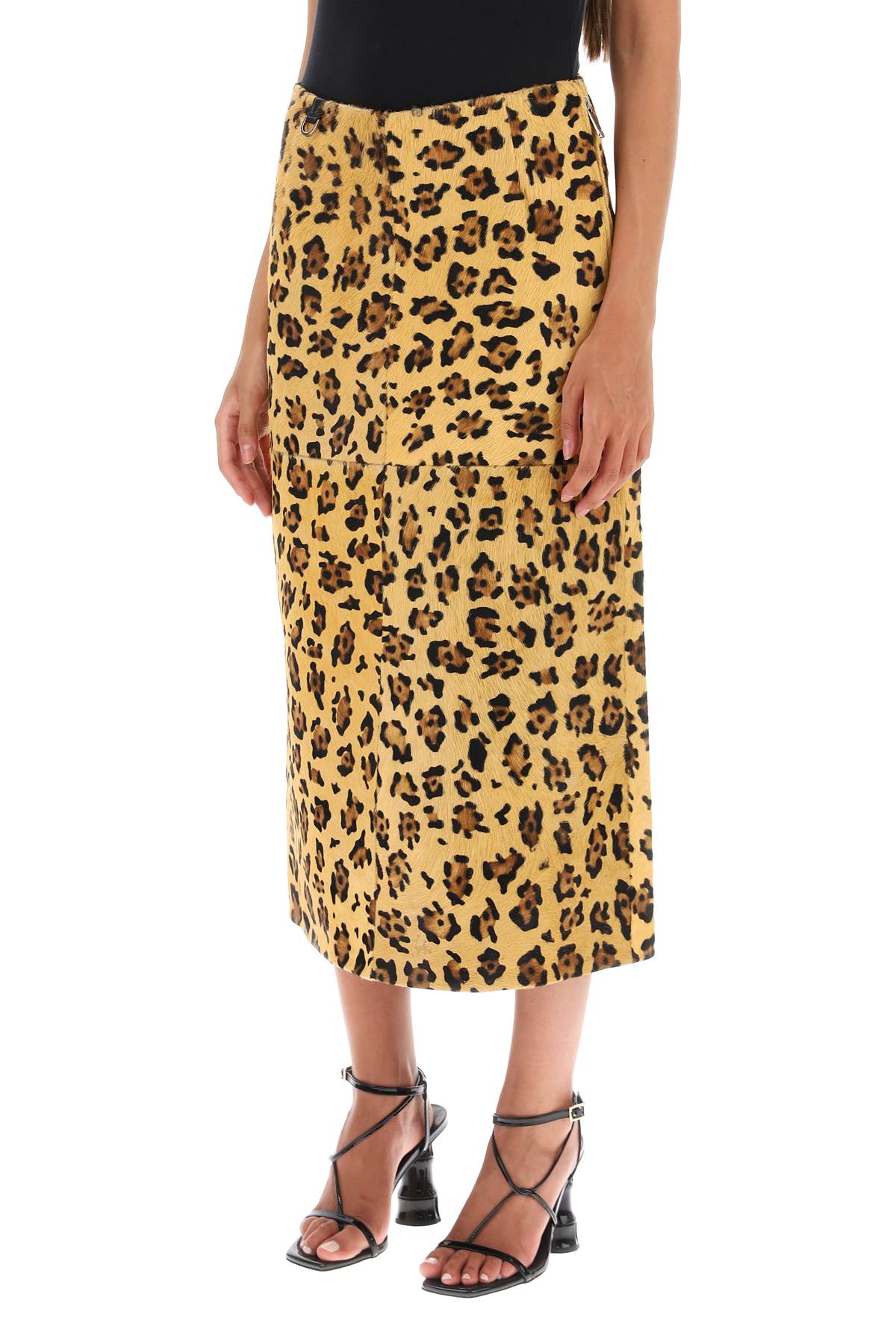 Shop Saks Potts Carolyn Midi Skirt In Leopard Ponyskin In Leopard (beige)