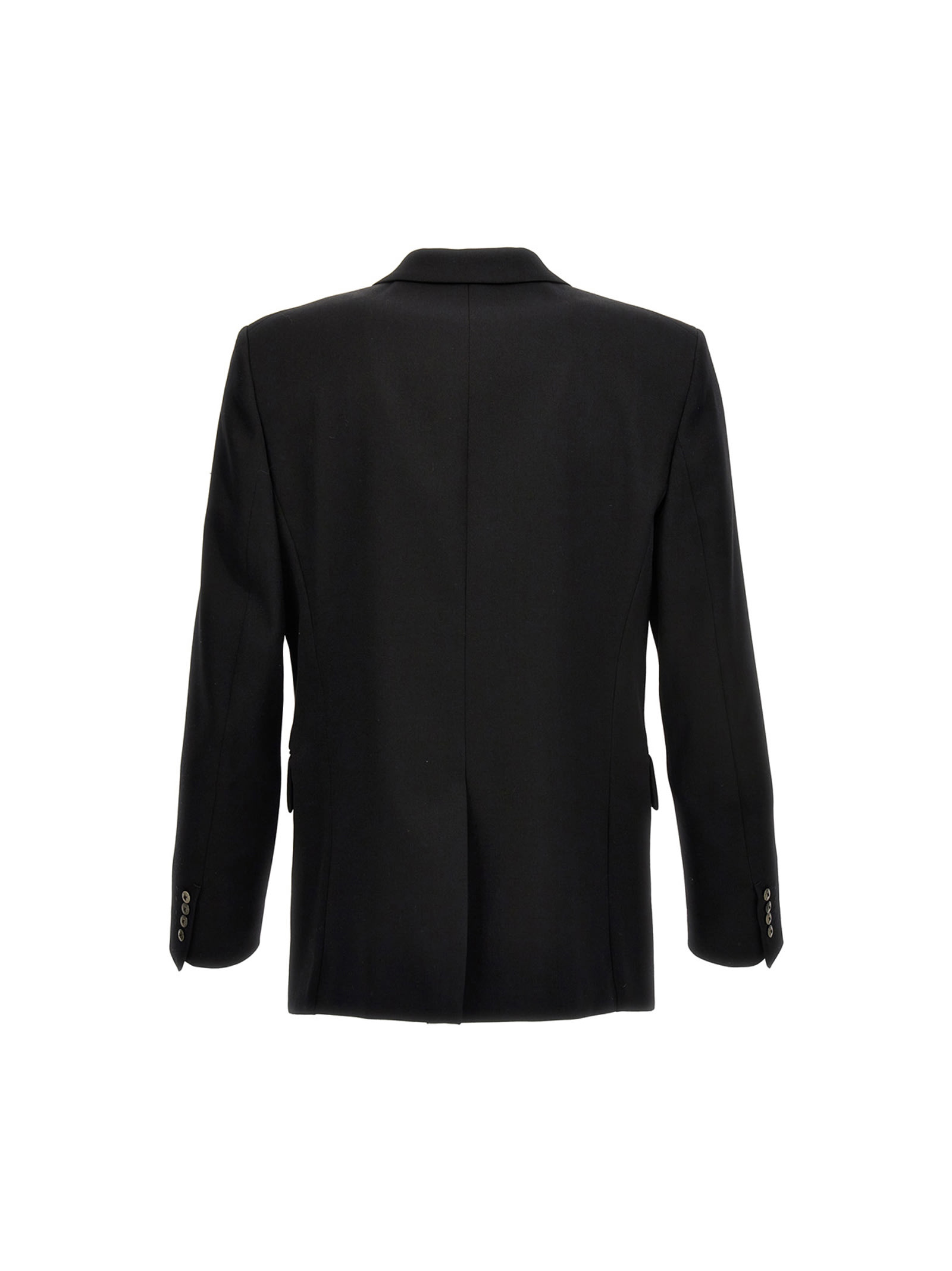 Shop Lanvin Wool Single Breast Blazer Jacket In Black