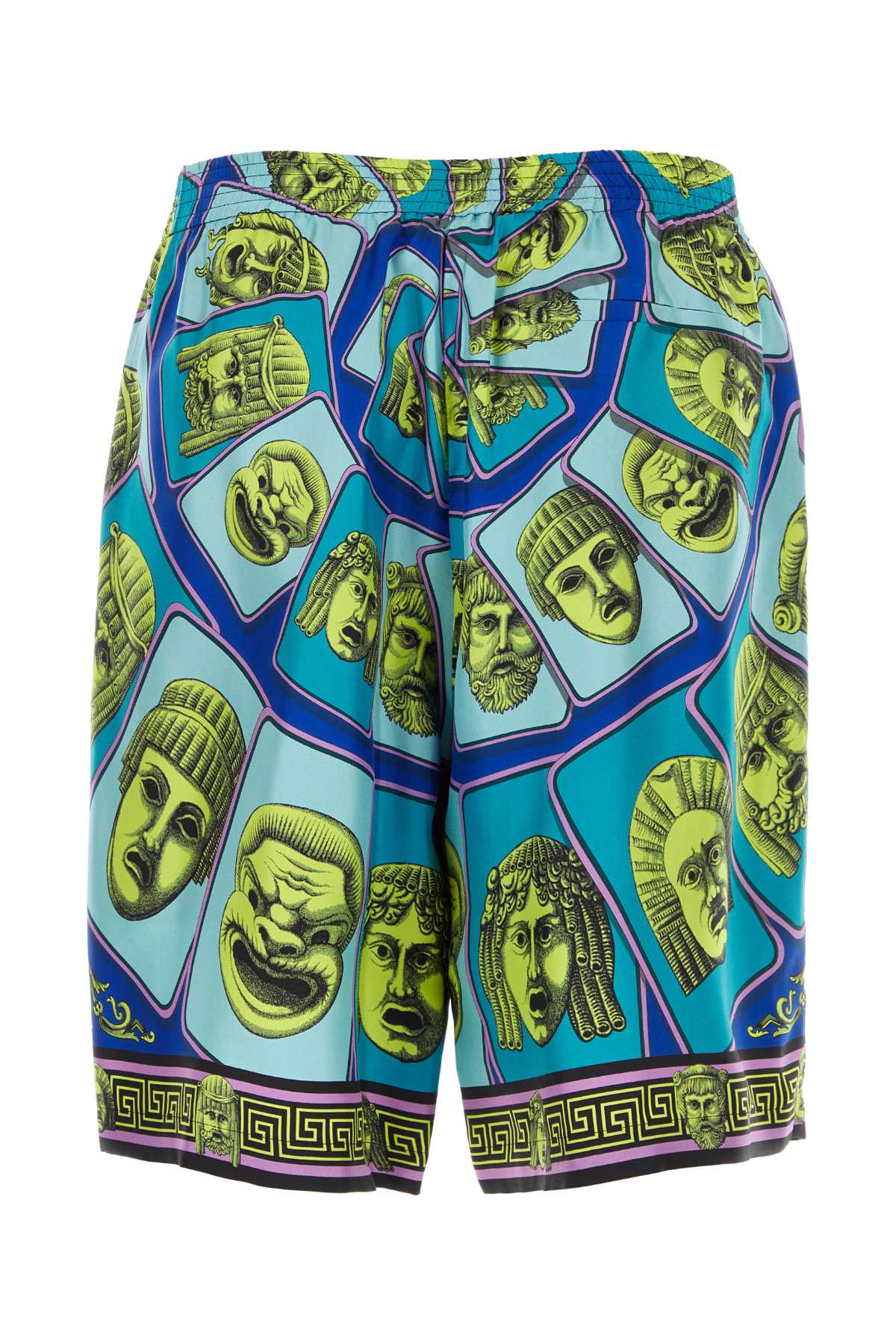 Shop Versace Printed Silk Bermuda Shorts In 5g540