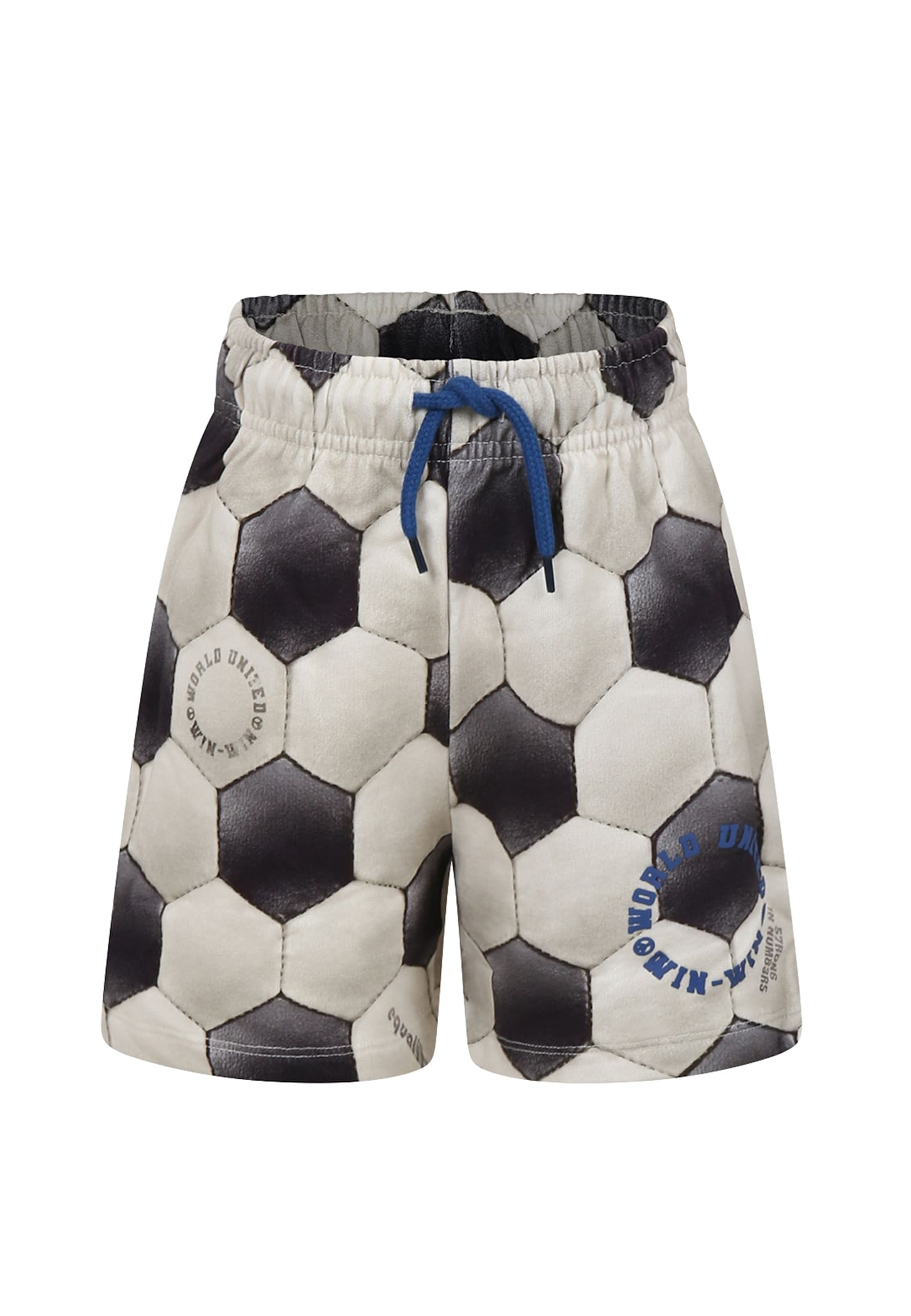 Molo Beige Shorts For Boy With Football Print In White