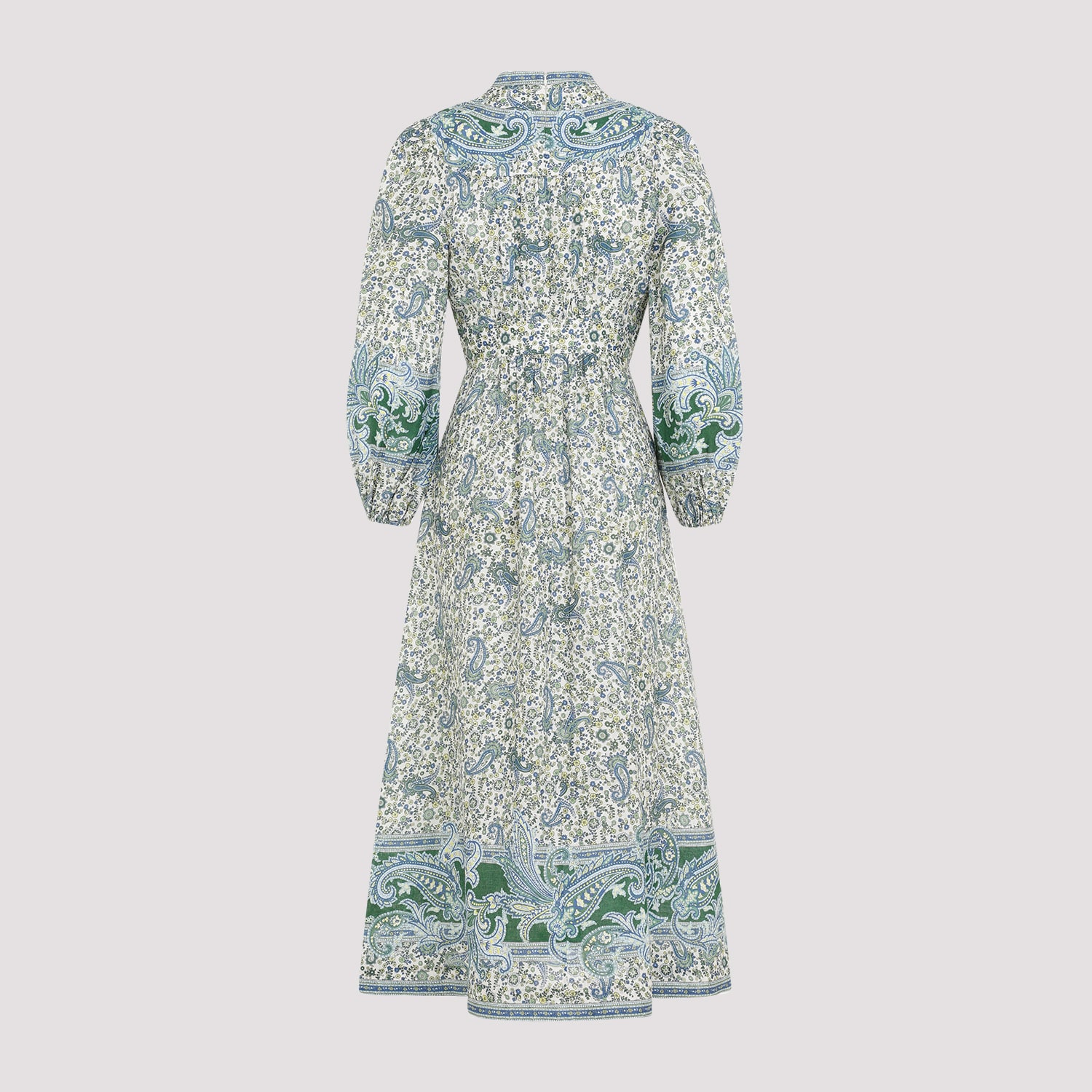 Shop Zimmermann Ottie Plunge Midi Dress In Green Paisley