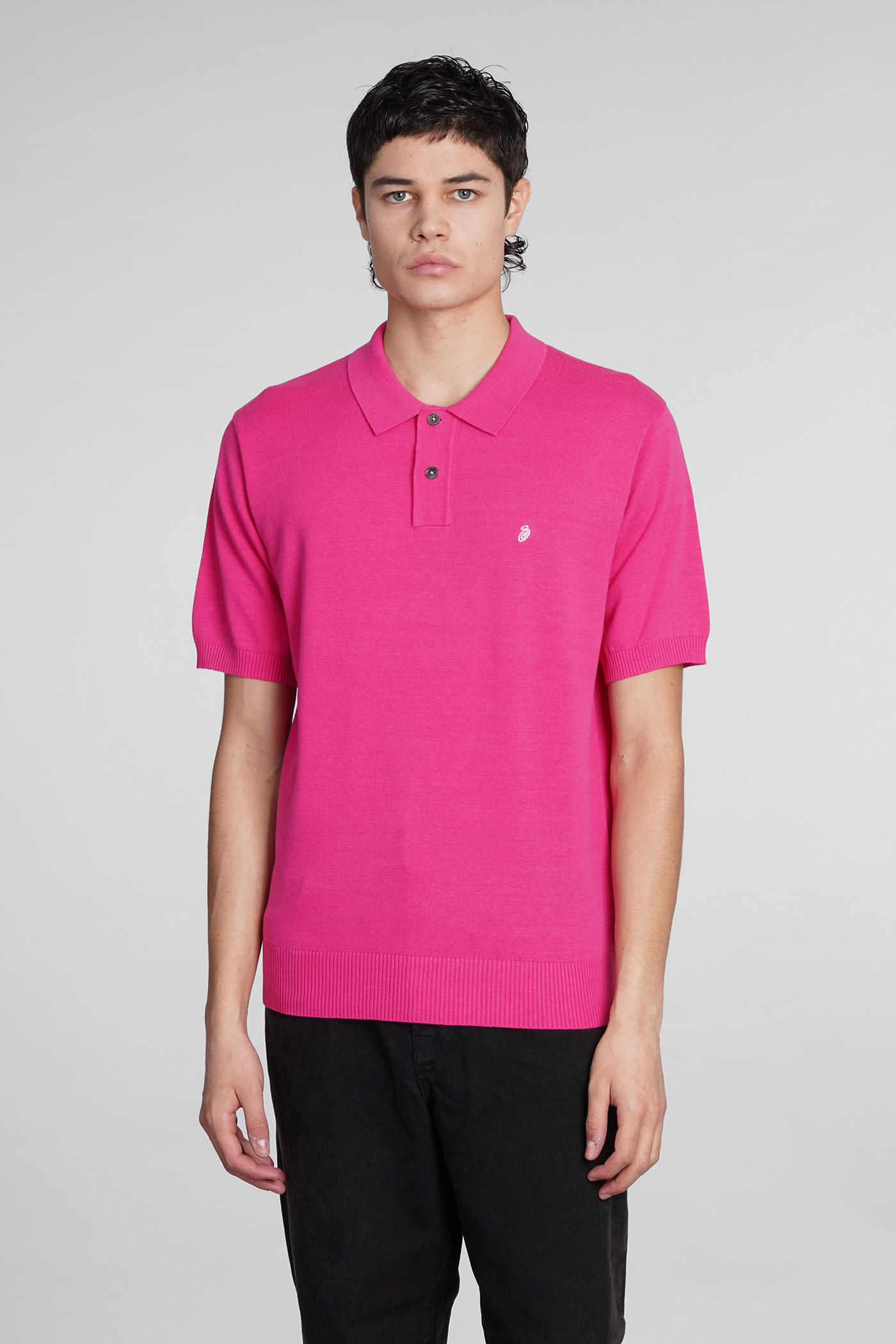 Stussy Polo In Rose-pink Cotton