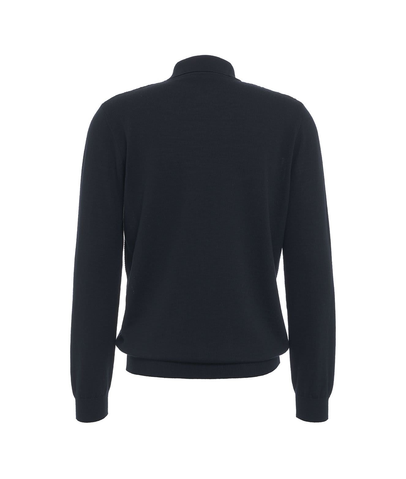 Shop Roberto Collina Knit Long-sleeve Polo Shirt In Blue