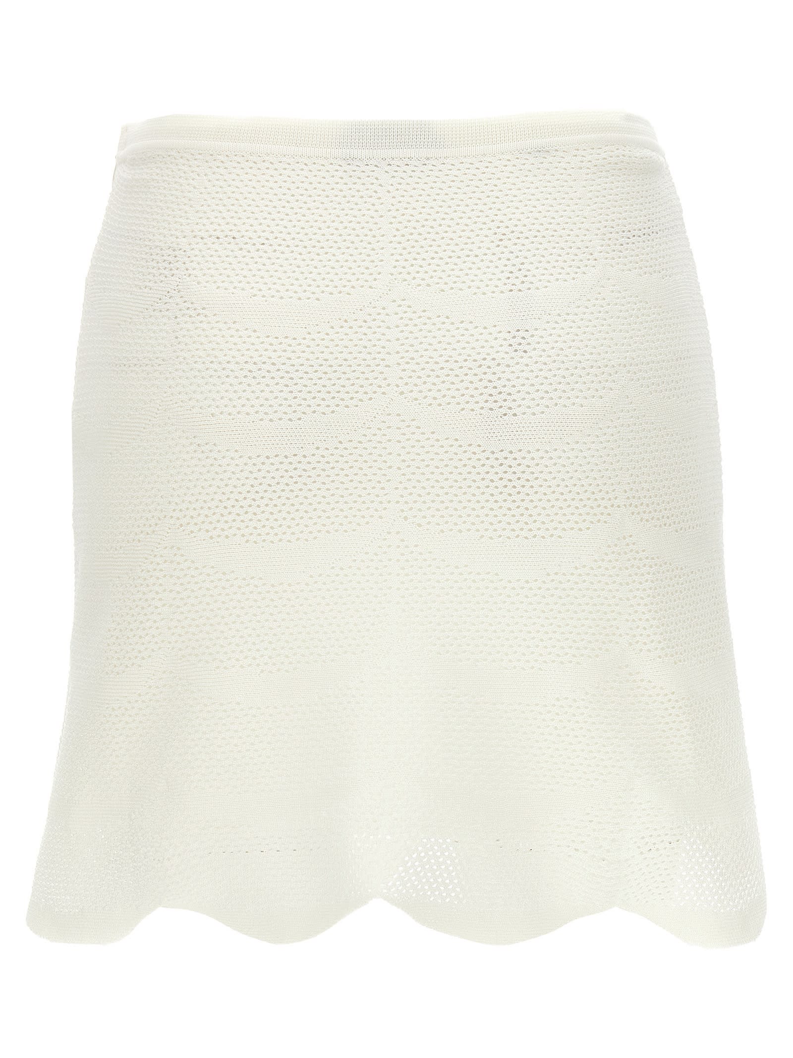 Tom Ford Crochet Mini Skirt With Elastic Waistband In White