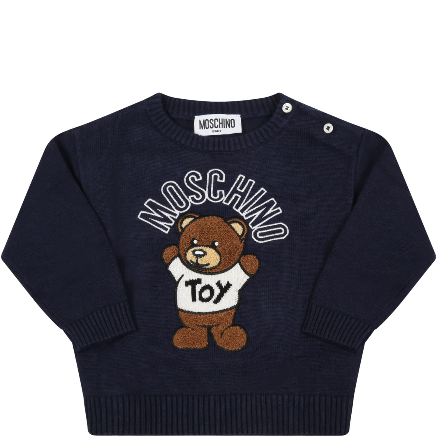 Moschino Blue Sweater For Baby Kids With Teddy Bear