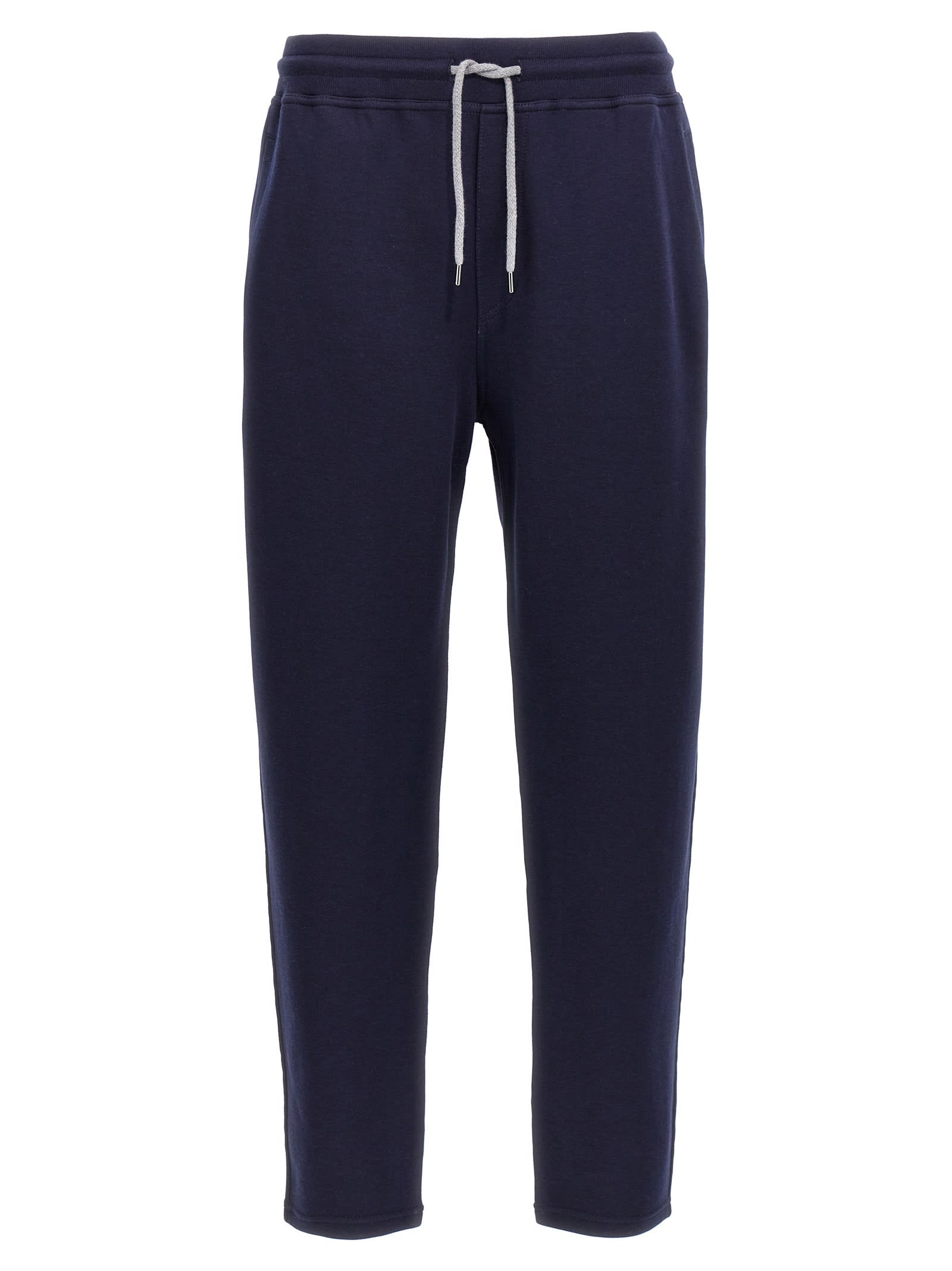 Shop Brunello Cucinelli Cotton Blend Joggers In Blue