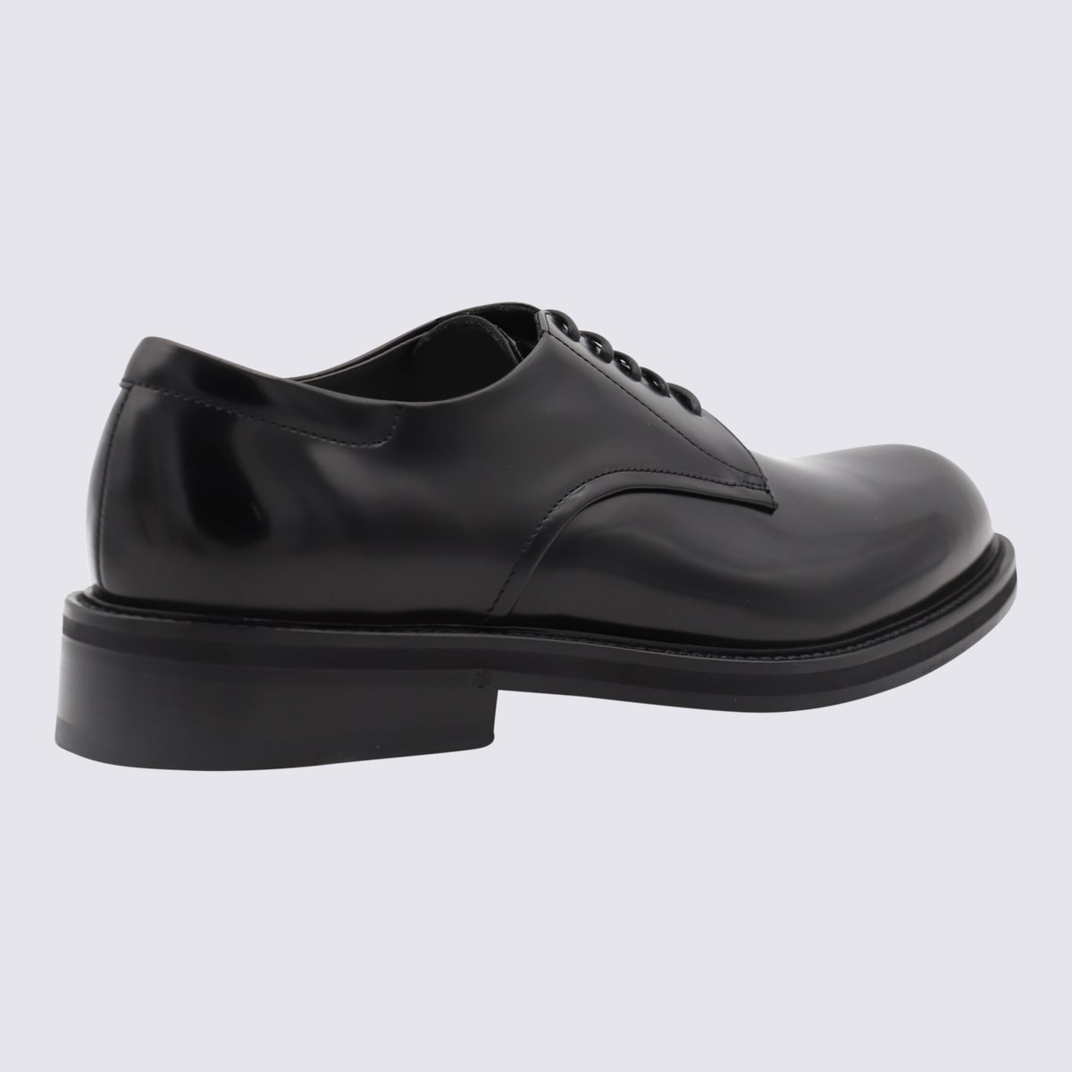 Shop Canali Black Leather Lace Up Shoes