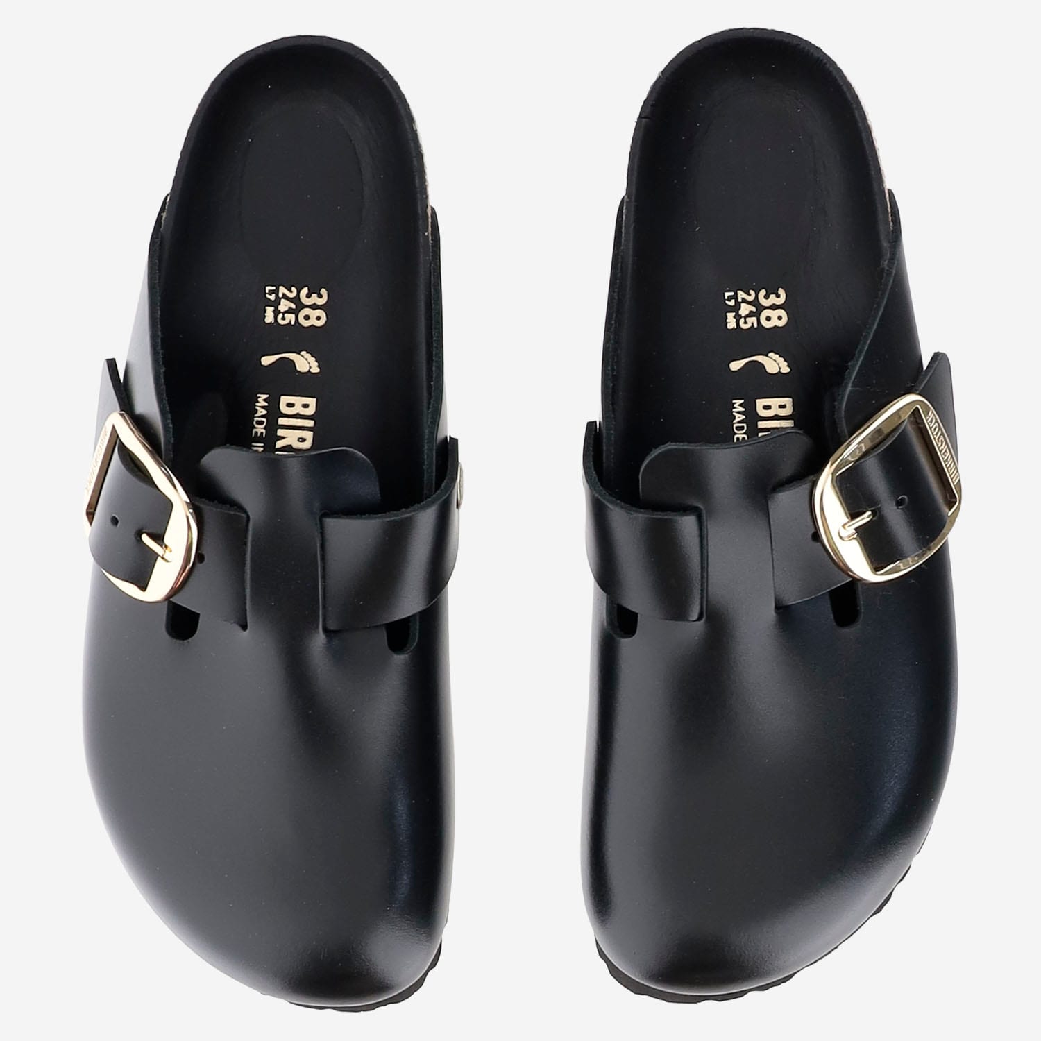 Birkenstock Boston Buckle Flat Mules In Black