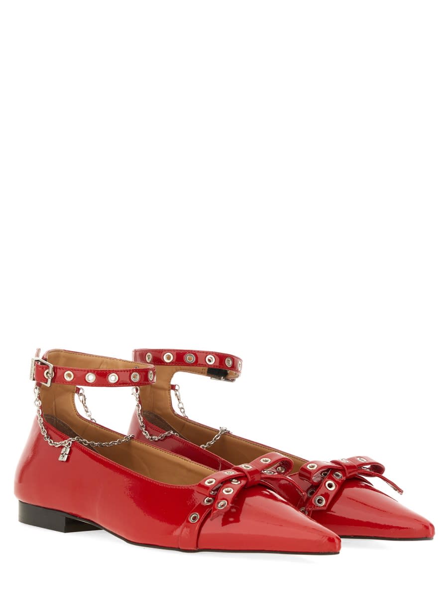 Shop Ganni Jewel Ballerina In Red