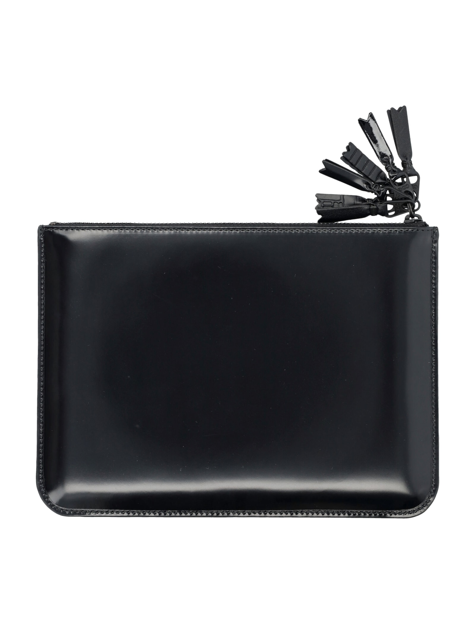Comme Des Garçons Tassel Zip-around Leather Pouch In Black
